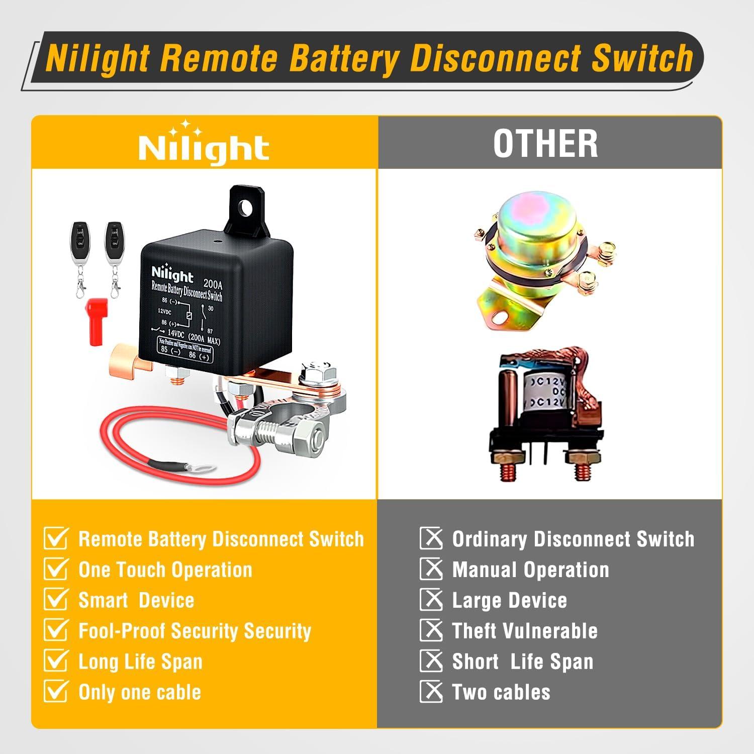 imageNilight 120A Starter Relay 4 Pin Split Relays Switch 12V Continuous Heavy Duty SPST High Current 4 Terminal Car Starter On Off Control for Automotive Car Truck RV Camper200A Remote Control