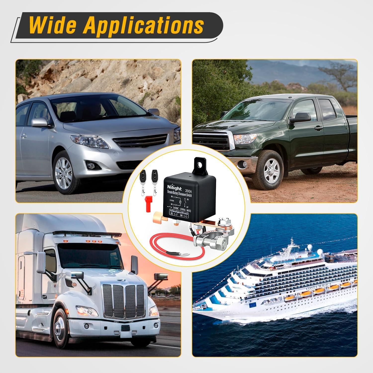 imageNilight 120A Starter Relay 4 Pin Split Relays Switch 12V Continuous Heavy Duty SPST High Current 4 Terminal Car Starter On Off Control for Automotive Car Truck RV Camper200A Remote Control