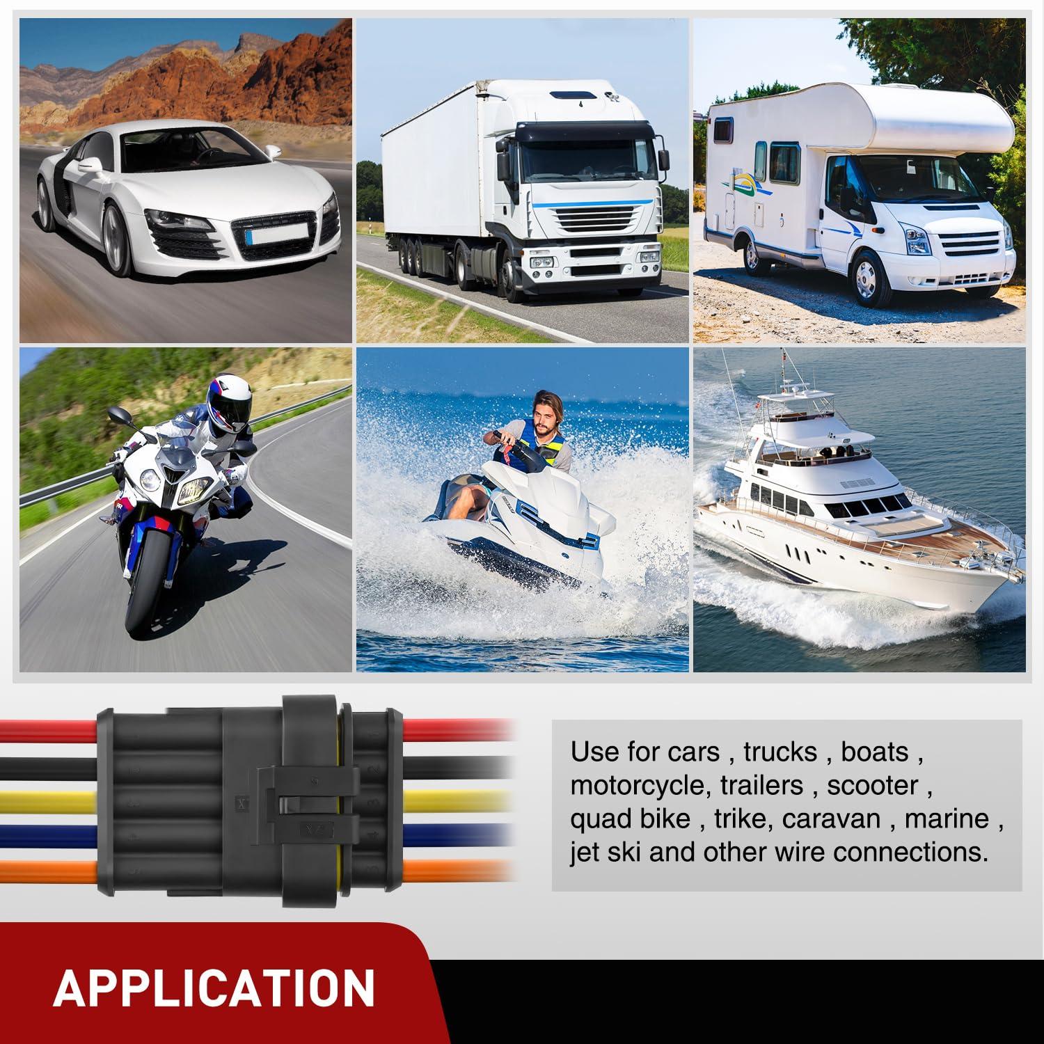 imageNilight 120PCS 1 Pin Electrical Connector Plug Male Female Terminal Wire Connectors Waterproof One Way Automotive Connect Set for Car Truck Motorcycle Marine Boat 20 Sets5Pin Connector 200Pcs