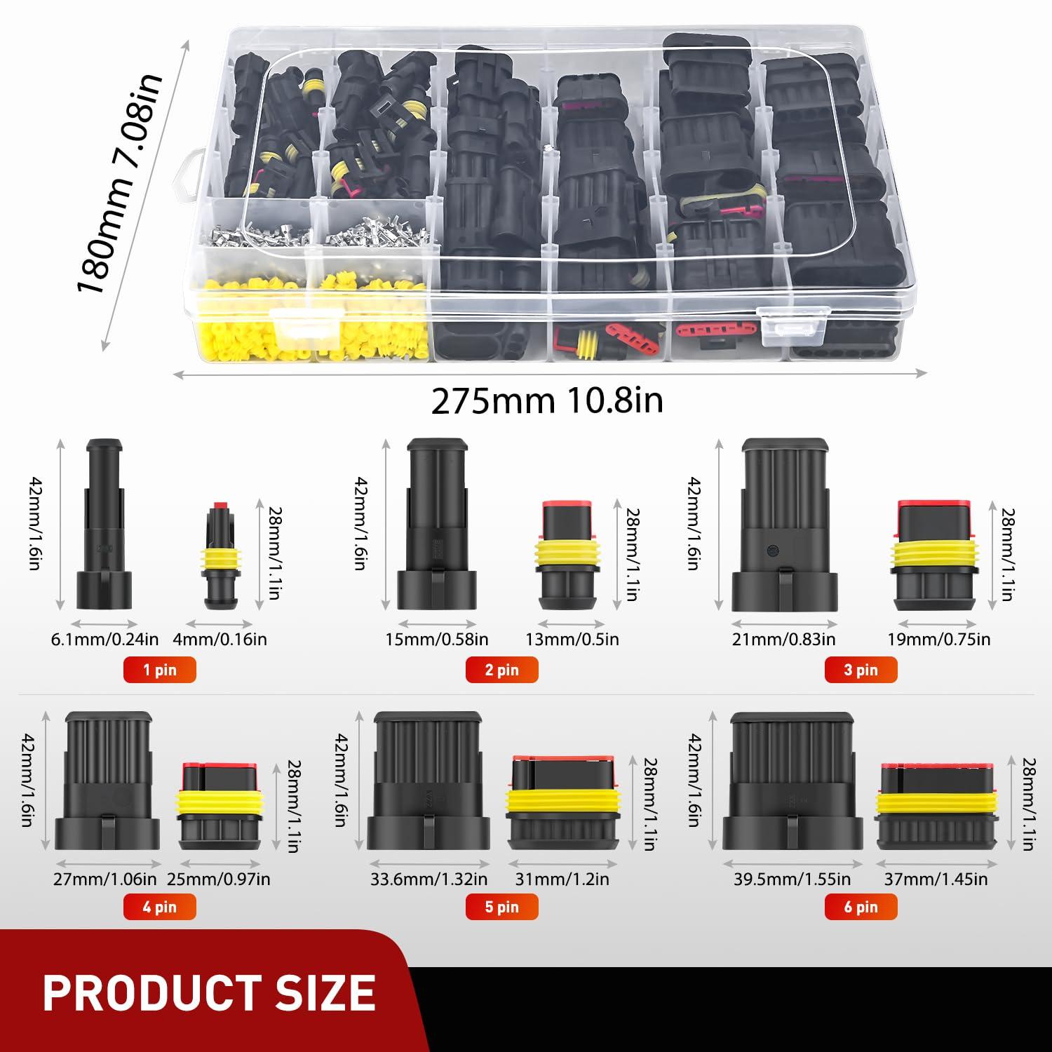 imageNilight 120PCS 1 Pin Electrical Connector Plug Male Female Terminal Wire Connectors Waterproof One Way Automotive Connect Set for Car Truck Motorcycle Marine Boat 20 Sets16Pin Connector 622Pcs