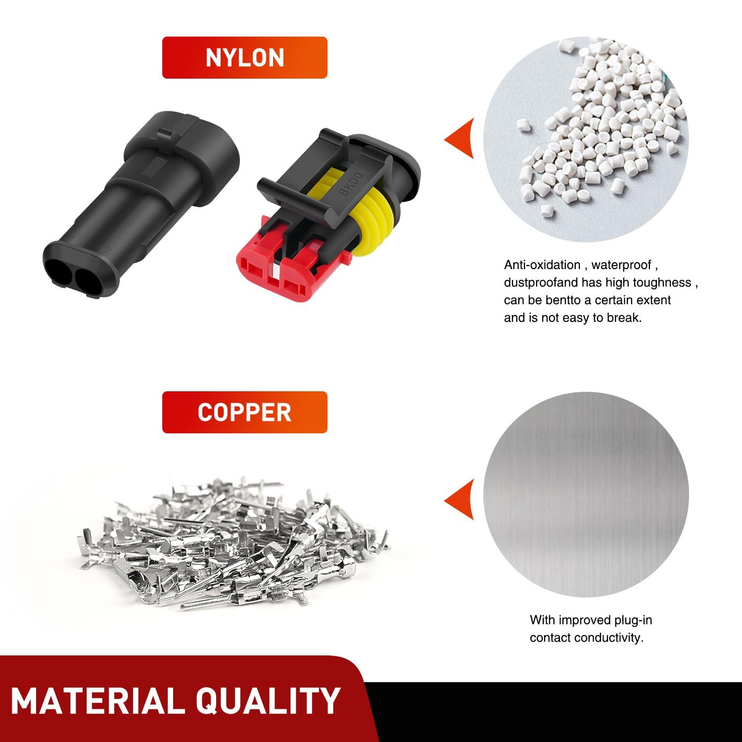 imageNilight 120PCS 1 Pin Electrical Connector Plug Male Female Terminal Wire Connectors Waterproof One Way Automotive Connect Set for Car Truck Motorcycle Marine Boat 20 Sets2Pin Connector 200Pcs