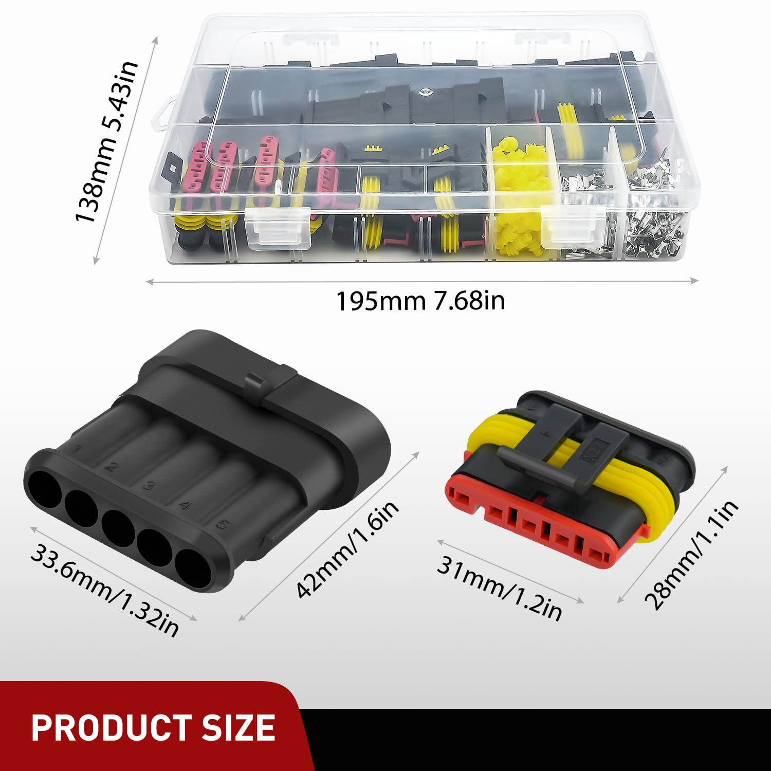 imageNilight 120PCS 1 Pin Electrical Connector Plug Male Female Terminal Wire Connectors Waterproof One Way Automotive Connect Set for Car Truck Motorcycle Marine Boat 20 Sets5Pin Connector 200Pcs