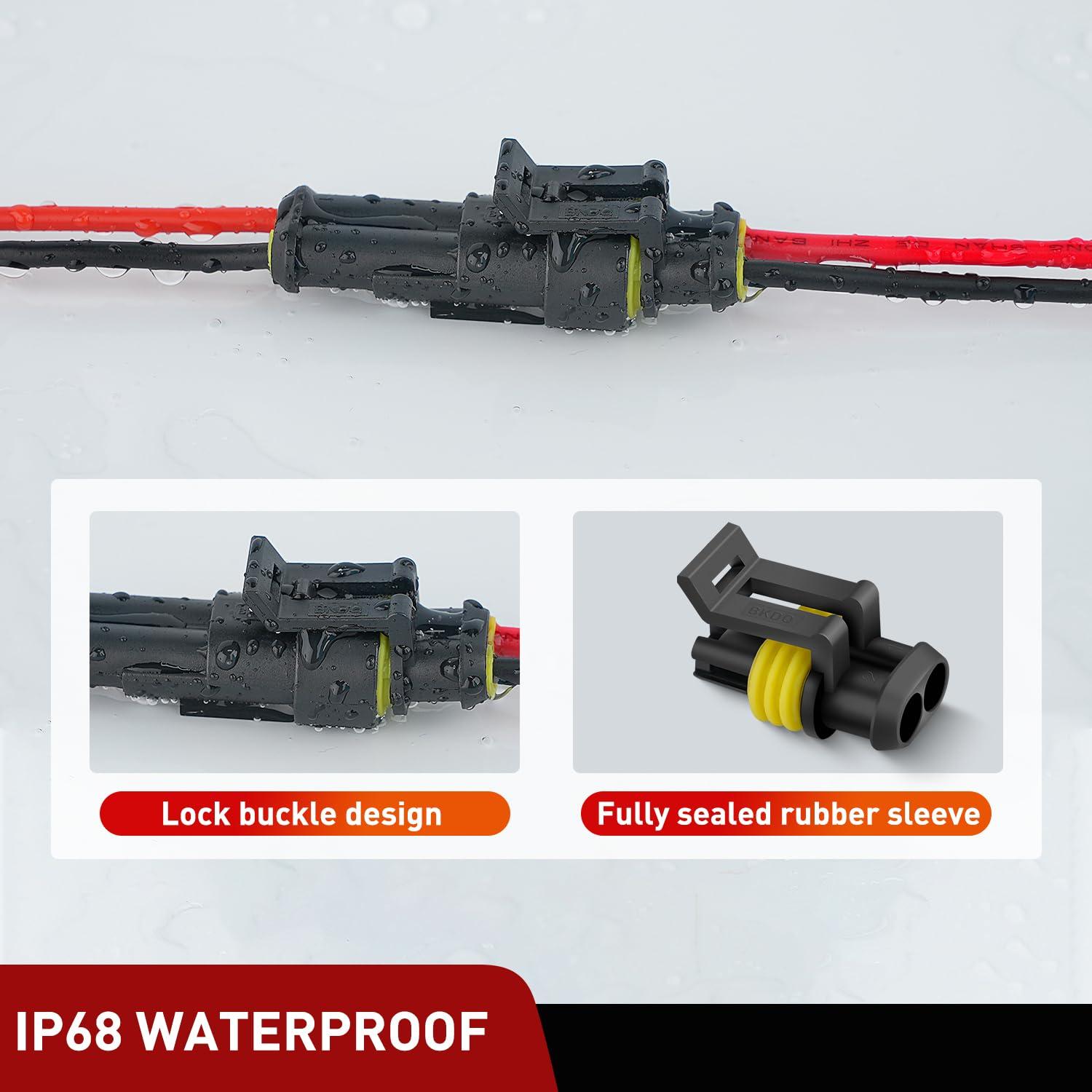 imageNilight 120PCS 1 Pin Electrical Connector Plug Male Female Terminal Wire Connectors Waterproof One Way Automotive Connect Set for Car Truck Motorcycle Marine Boat 20 Sets2Pin Connector 200Pcs