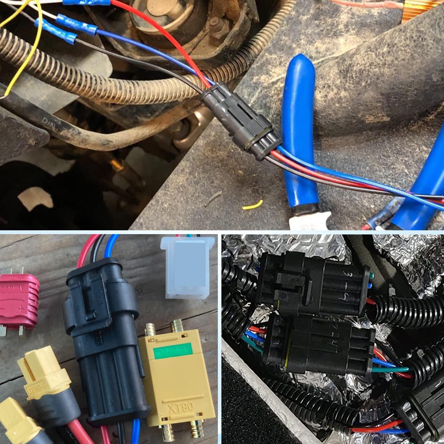 imageNilight 120PCS 1 Pin Electrical Connector Plug Male Female Terminal Wire Connectors Waterproof One Way Automotive Connect Set for Car Truck Motorcycle Marine Boat 20 Sets3Pin Wire Harness 10Sets