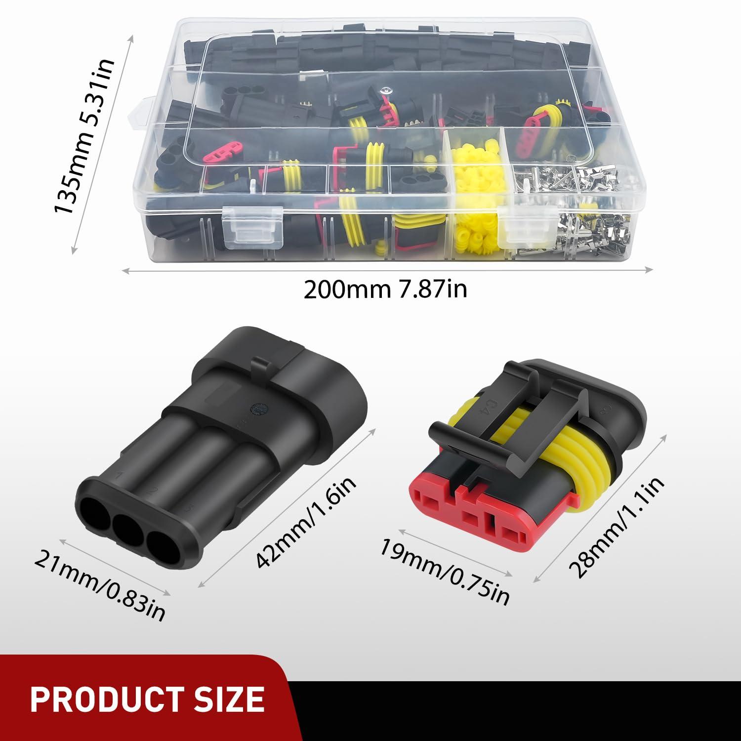 imageNilight 120PCS 1 Pin Electrical Connector Plug Male Female Terminal Wire Connectors Waterproof One Way Automotive Connect Set for Car Truck Motorcycle Marine Boat 20 Sets3Pin Connector 200Pcs