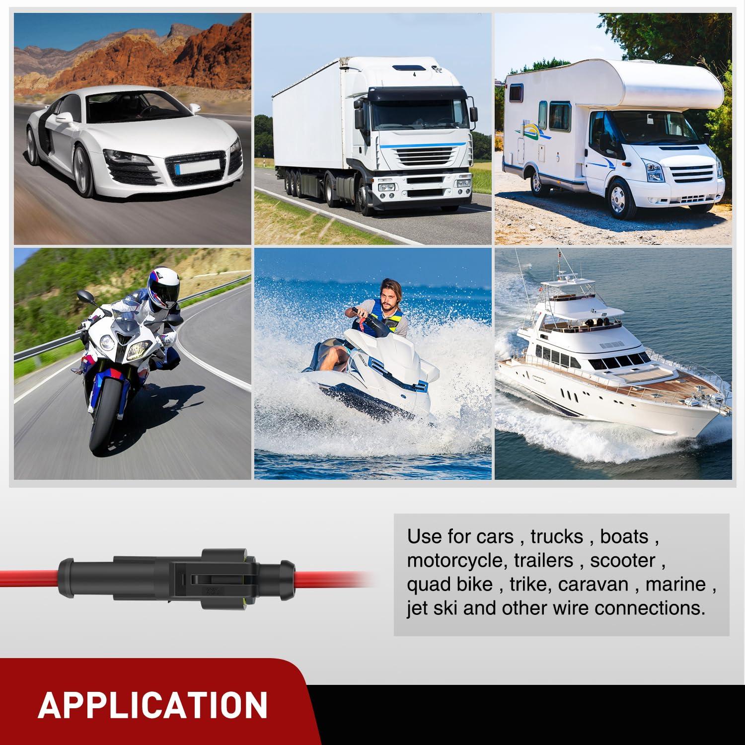 imageNilight 120PCS 1 Pin Electrical Connector Plug Male Female Terminal Wire Connectors Waterproof One Way Automotive Connect Set for Car Truck Motorcycle Marine Boat 20 Sets1Pin Connector 200Pcs