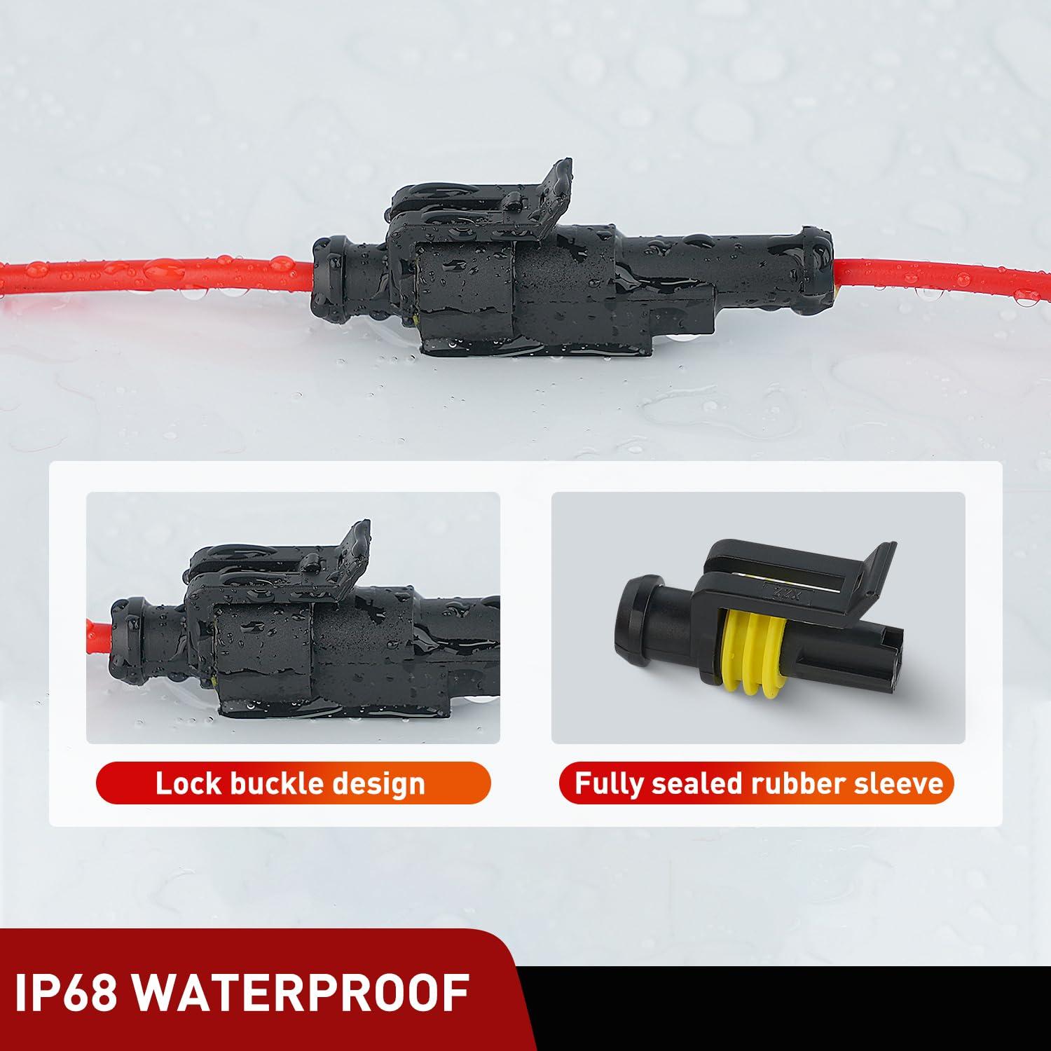 imageNilight 120PCS 1 Pin Electrical Connector Plug Male Female Terminal Wire Connectors Waterproof One Way Automotive Connect Set for Car Truck Motorcycle Marine Boat 20 Sets1Pin Connector 200Pcs