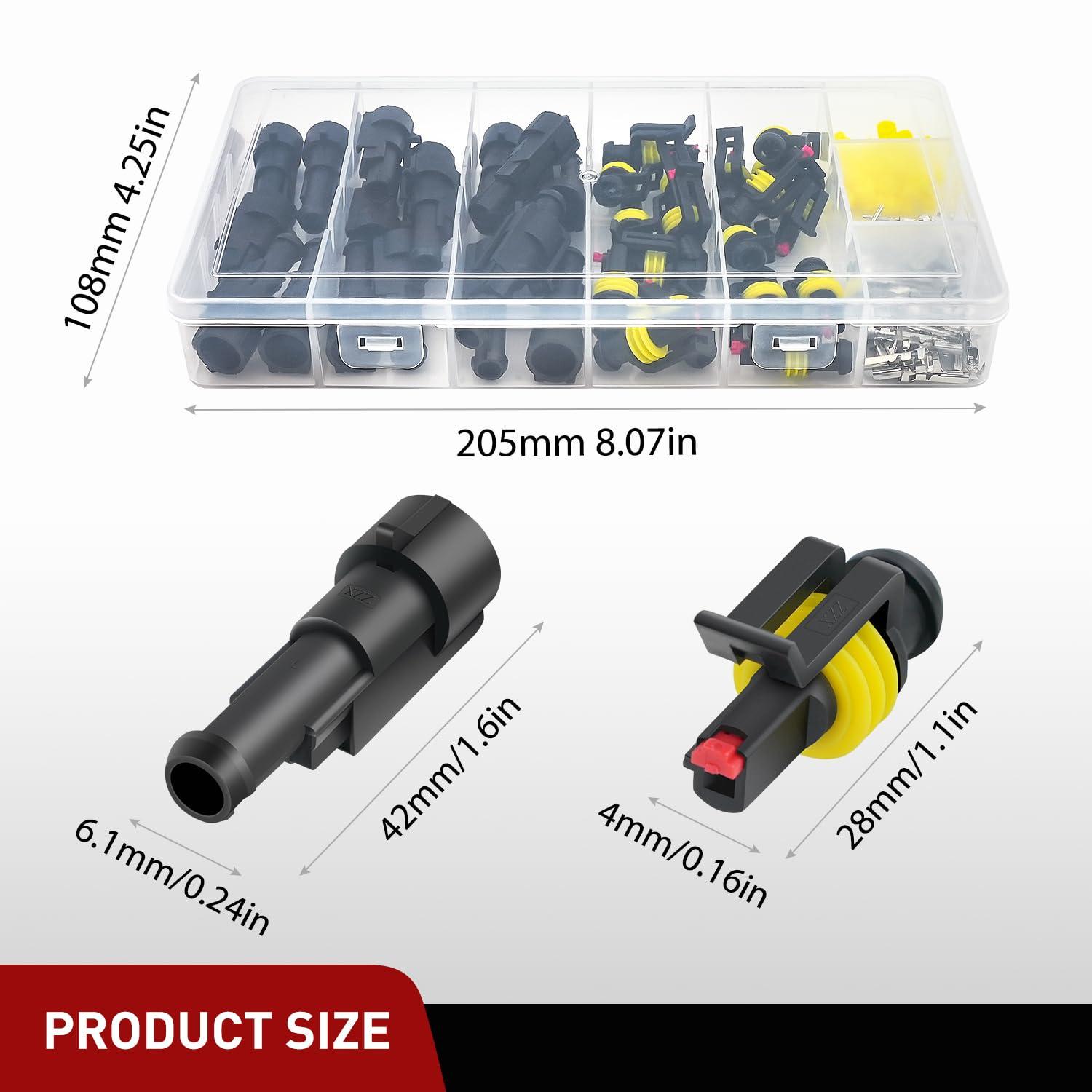 imageNilight 120PCS 1 Pin Electrical Connector Plug Male Female Terminal Wire Connectors Waterproof One Way Automotive Connect Set for Car Truck Motorcycle Marine Boat 20 Sets1Pin Connector 200Pcs