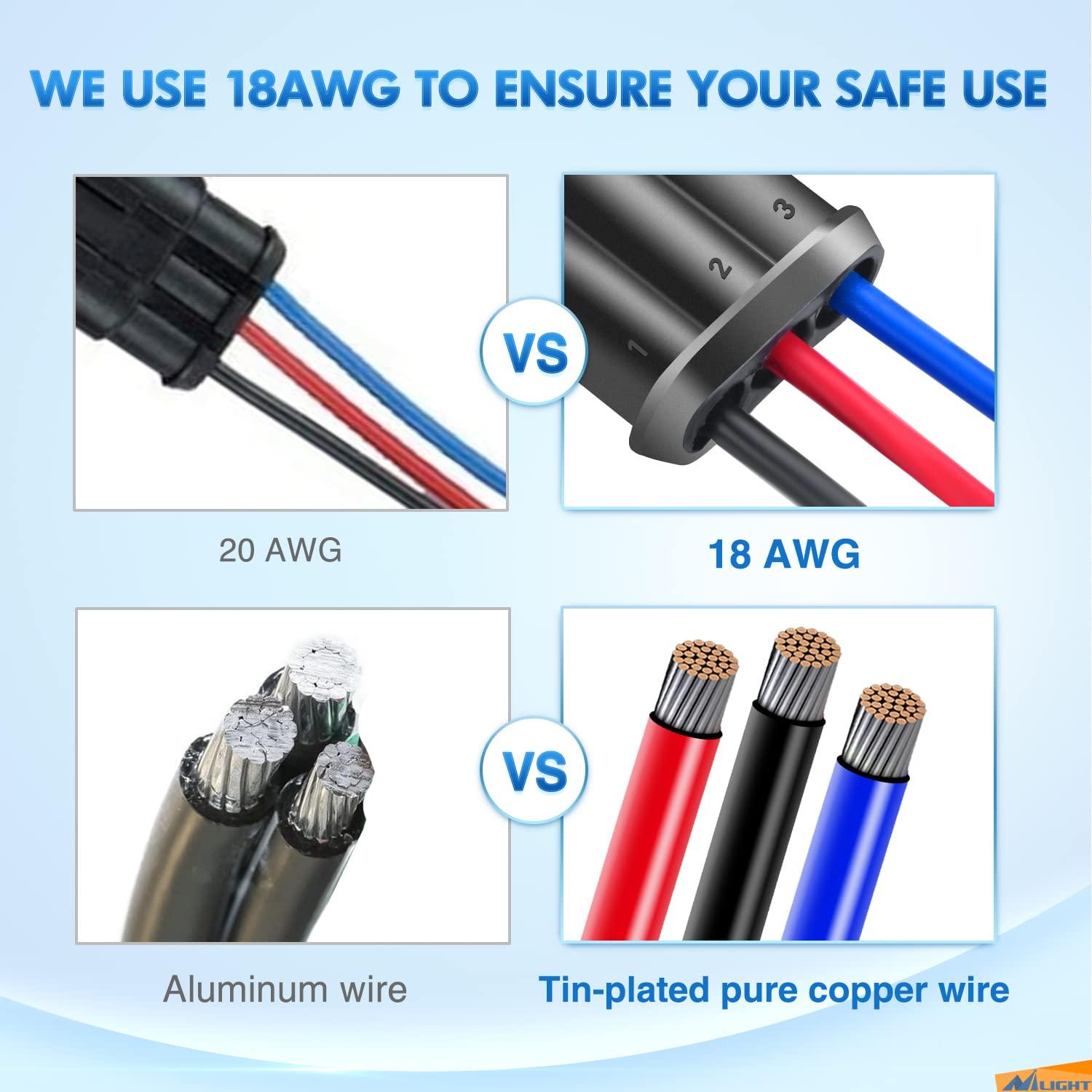 imageNilight 120PCS 1 Pin Electrical Connector Plug Male Female Terminal Wire Connectors Waterproof One Way Automotive Connect Set for Car Truck Motorcycle Marine Boat 20 Sets3Pin Wire Harness 10Sets