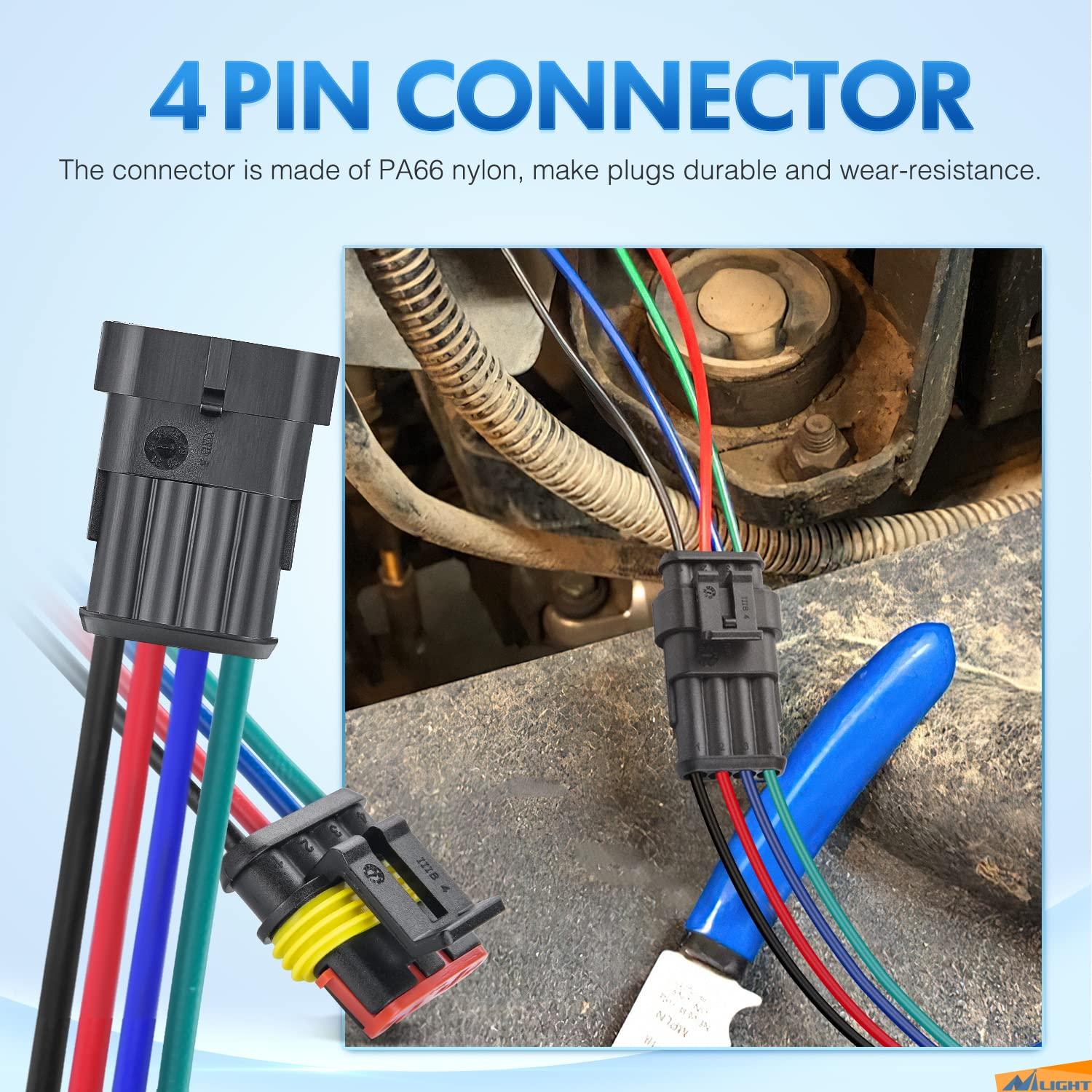 imageNilight 120PCS 1 Pin Electrical Connector Plug Male Female Terminal Wire Connectors Waterproof One Way Automotive Connect Set for Car Truck Motorcycle Marine Boat 20 Sets4Pin Wire Harness 10Sets