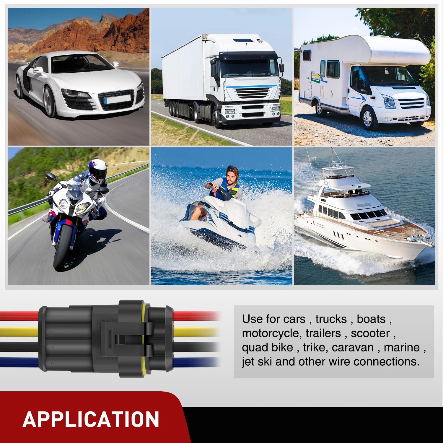 imageNilight 120PCS 1 Pin Electrical Connector Plug Male Female Terminal Wire Connectors Waterproof One Way Automotive Connect Set for Car Truck Motorcycle Marine Boat 20 Sets4Pin Connector 200Pcs