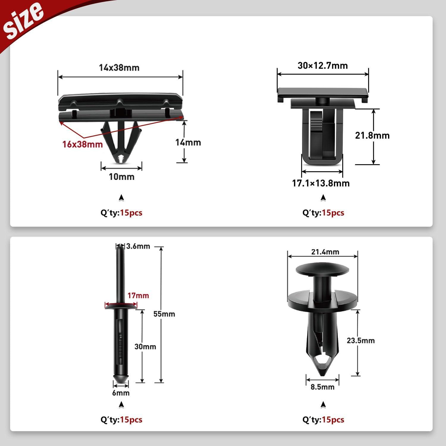 imageNilight 120PCS Car Retainer Clips Fastener Remover 6mm 76mm 8mm 88mm10mm Expansion Screws Replacement Kit Bumper Push Rivet Clips for GM Ford Honda Chrysler 1 PC Fastener Remover61 Clips Tools