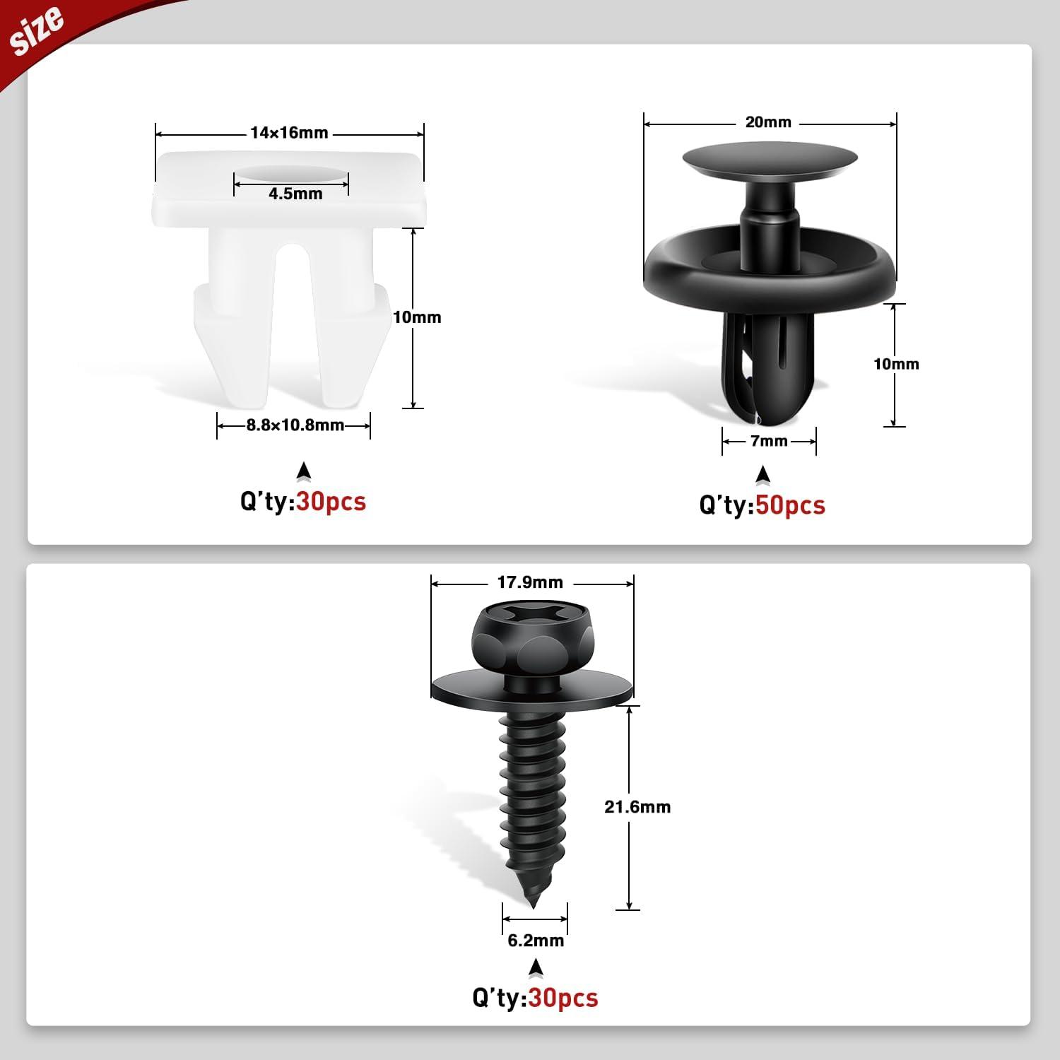 imageNilight 120PCS Car Retainer Clips Fastener Remover 6mm 76mm 8mm 88mm10mm Expansion Screws Replacement Kit Bumper Push Rivet Clips for GM Ford Honda Chrysler 1 PC Fastener Remover111 Toyota Lexus Clips Tools