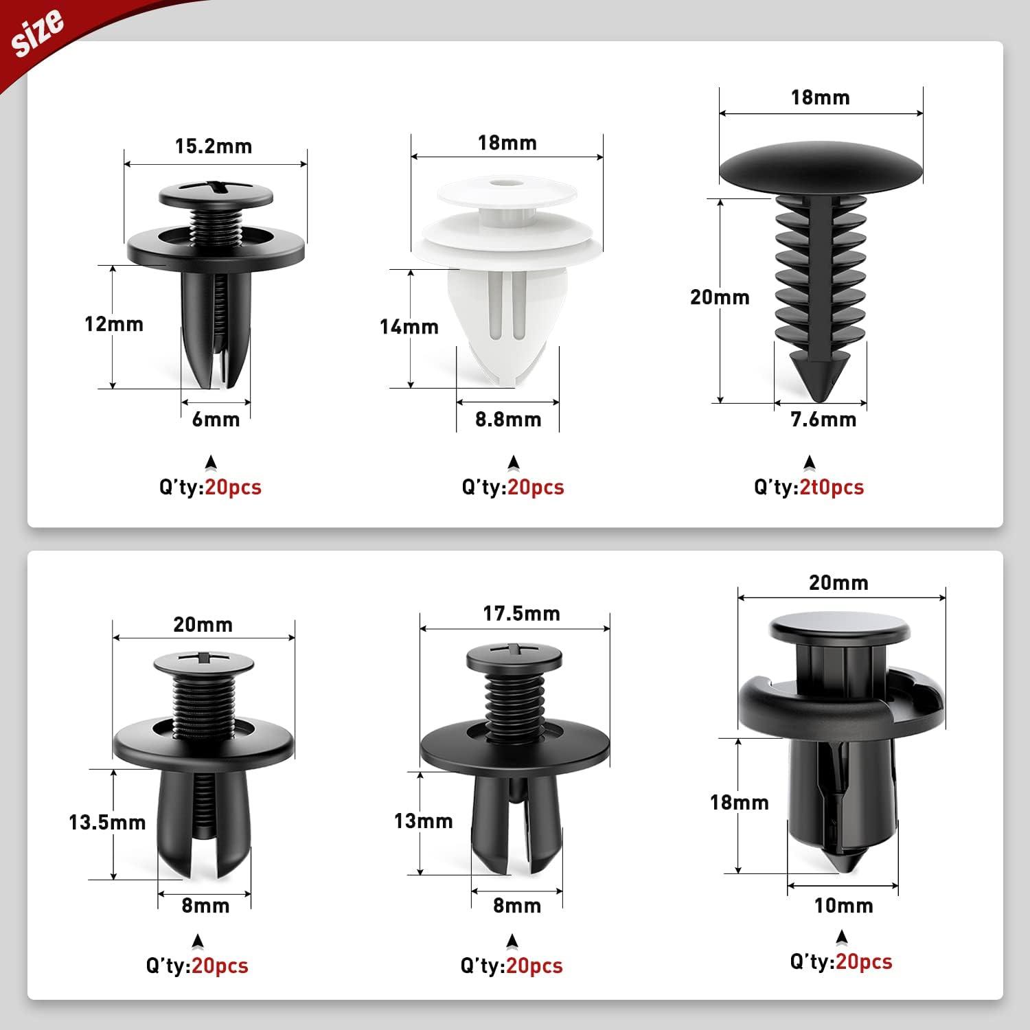 imageNilight 120PCS Car Retainer Clips Fastener Remover 6mm 76mm 8mm 88mm10mm Expansion Screws Replacement Kit Bumper Push Rivet Clips for GM Ford Honda Chrysler 1 PC Fastener RemoverFor GM Ford Honda Chrysler