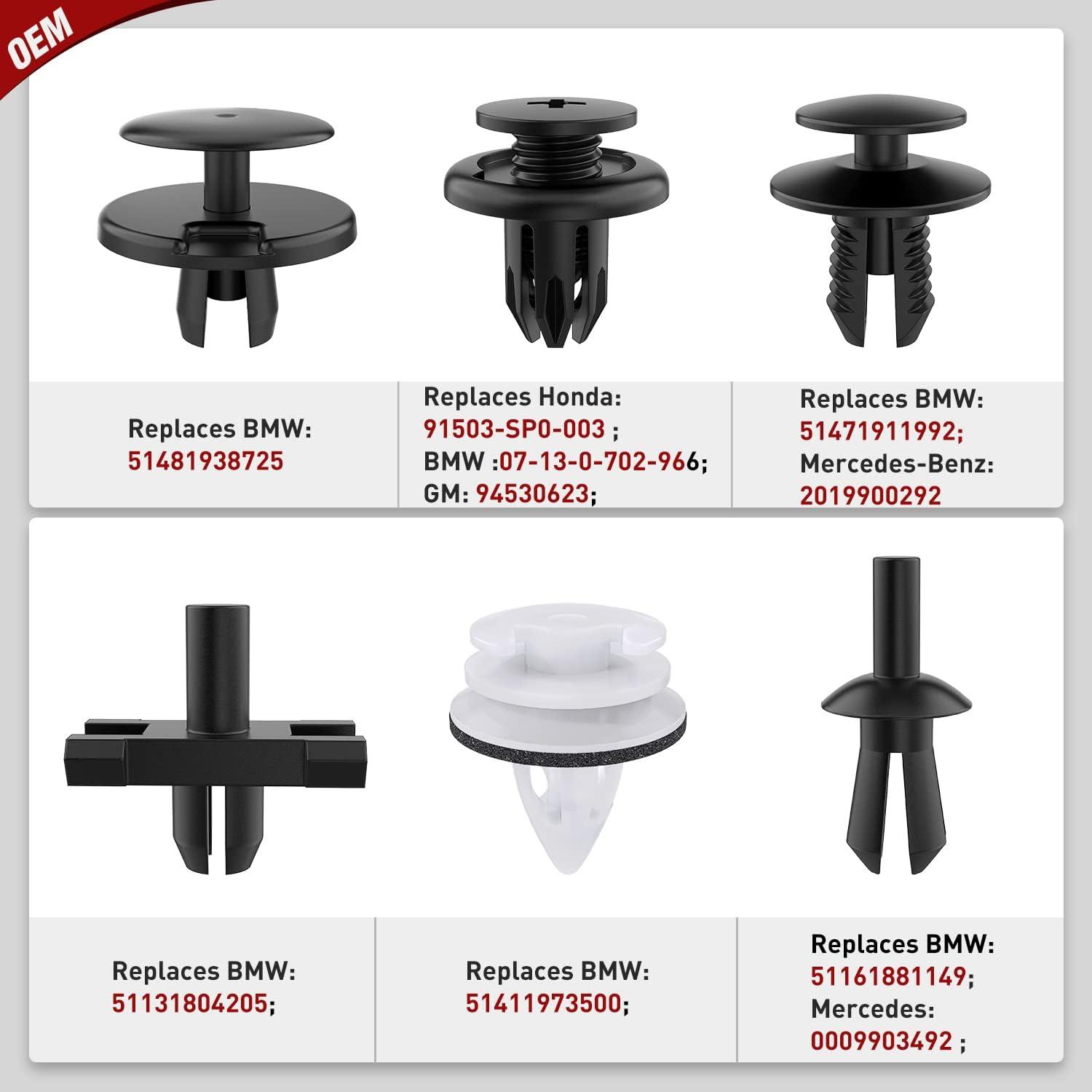 imageNilight 120PCS Car Retainer Clips Fastener Remover 6mm 76mm 8mm 88mm10mm Expansion Screws Replacement Kit Bumper Push Rivet Clips for GM Ford Honda Chrysler 1 PC Fastener RemoverFor GM BMW Honda MercedesBenz