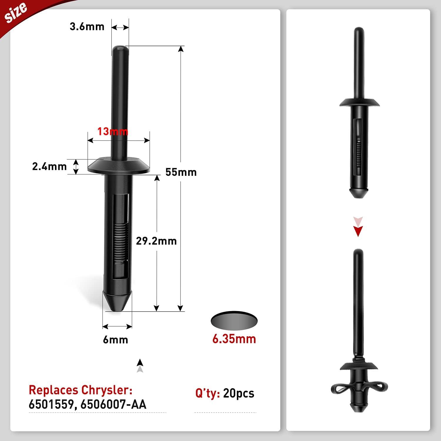imageNilight 120PCS Car Retainer Clips Fastener Remover 6mm 76mm 8mm 88mm10mm Expansion Screws Replacement Kit Bumper Push Rivet Clips for GM Ford Honda Chrysler 1 PC Fastener RemoverFor Jeep Chrysler Ford GMC