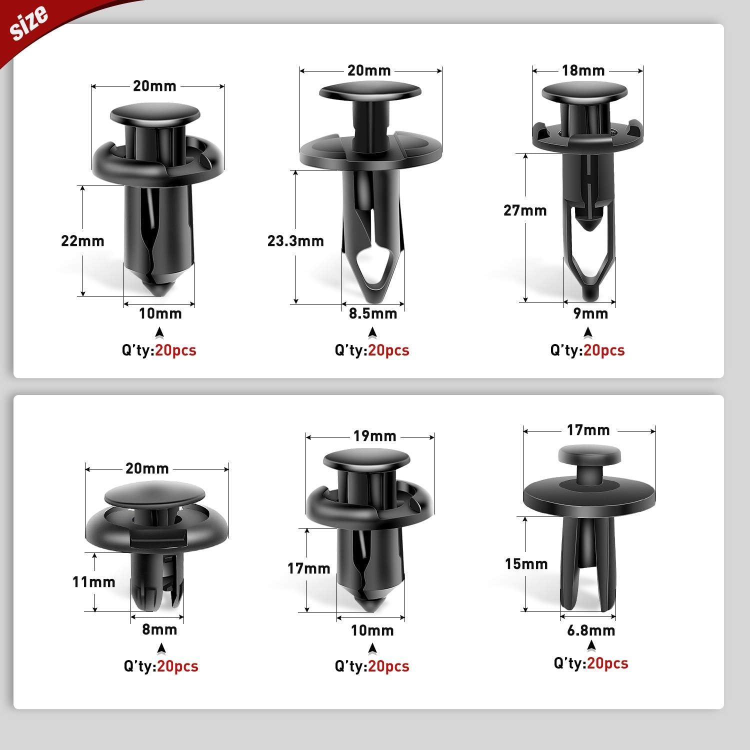 imageNilight 120PCS Car Retainer Clips Fastener Remover 6mm 76mm 8mm 88mm10mm Expansion Screws Replacement Kit Bumper Push Rivet Clips for GM Ford Honda Chrysler 1 PC Fastener RemoverFor GM Ford Toyota Honda Chrysler