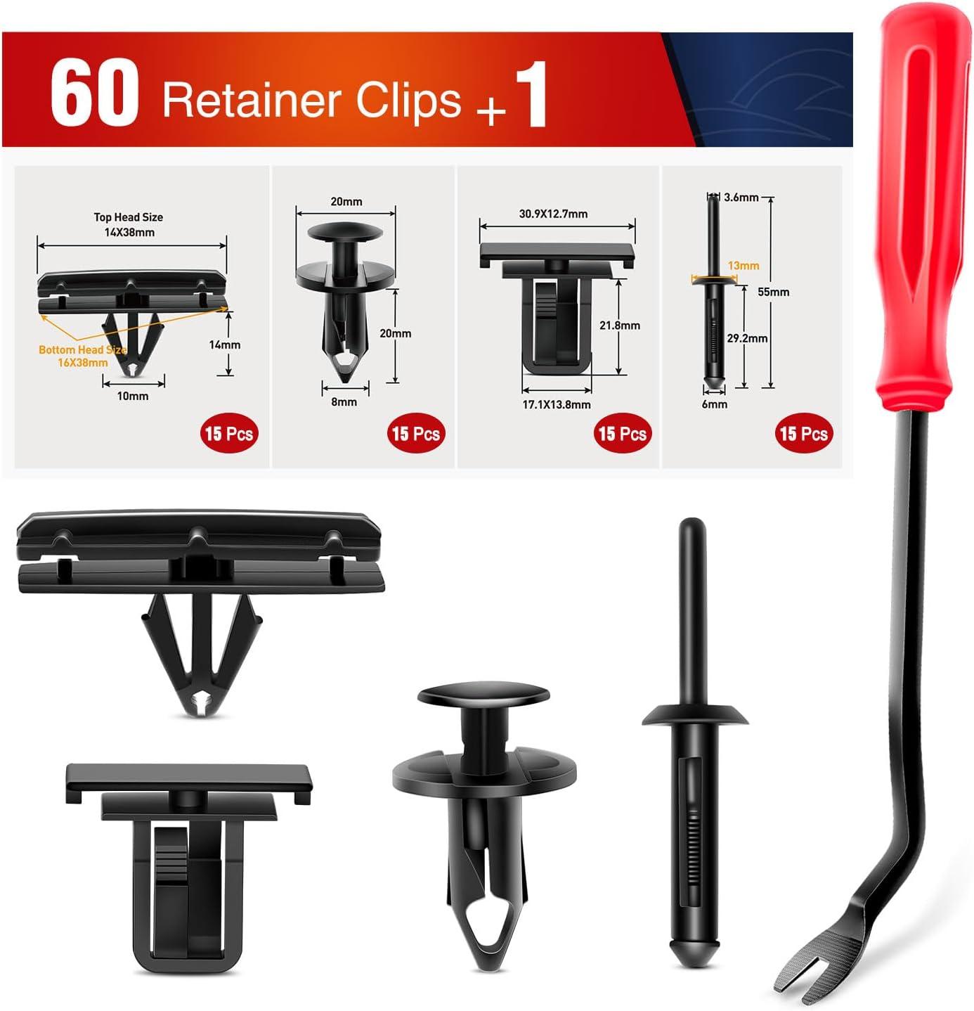 imageNilight 120PCS Car Retainer Clips Fastener Remover 6mm 76mm 8mm 88mm10mm Expansion Screws Replacement Kit Bumper Push Rivet Clips for GM Ford Honda Chrysler 1 PC Fastener Remover61 Clips Tools