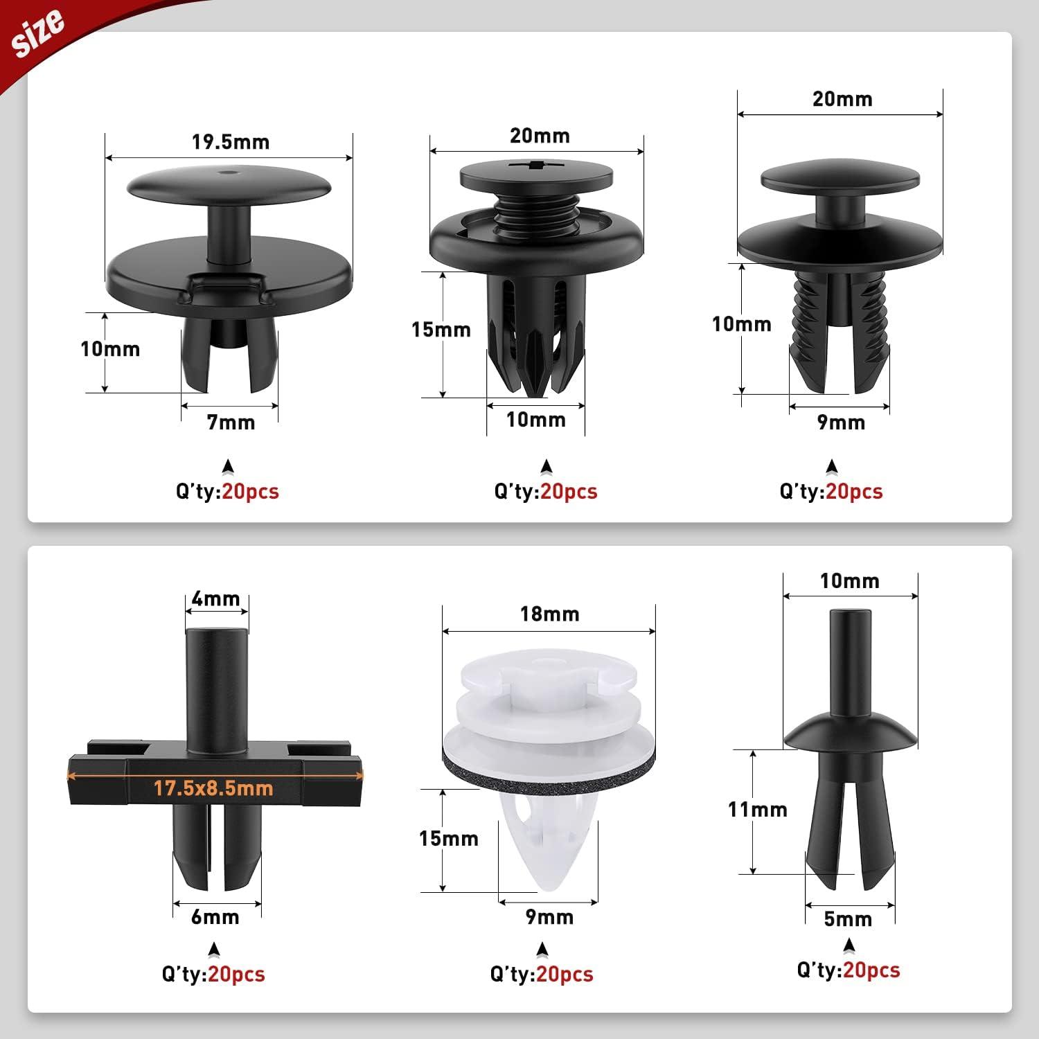 imageNilight 120PCS Car Retainer Clips Fastener Remover 6mm 76mm 8mm 88mm10mm Expansion Screws Replacement Kit Bumper Push Rivet Clips for GM Ford Honda Chrysler 1 PC Fastener RemoverFor GM BMW Honda MercedesBenz