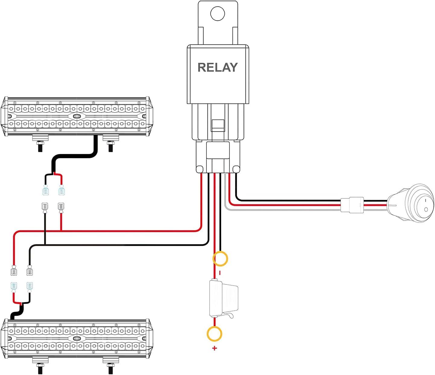 imageNilight 12Inch 300W LED Light Bar Spot Flood Amber White Strobe 6 Modes with Memory Function OffRoad Truck Car ATV SUV Cabin Boat with 16AWG Wiring Harness Kit1 Lead1PC White Light Red Shell  Wiring