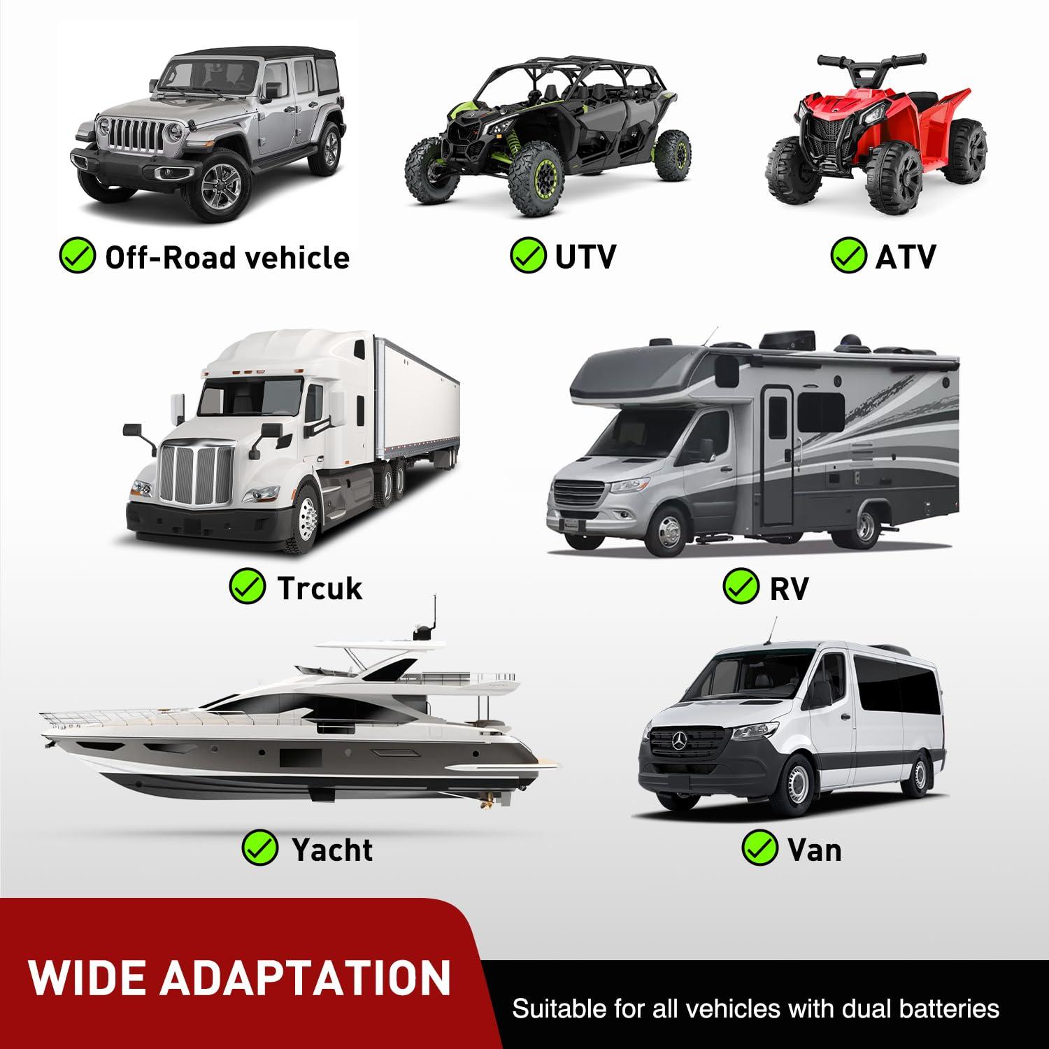 imageNilight 12V 140AMP Dual Battery Isolator Voltage Sensitive Relay Smart VSR Dual Battery Automatic Charger Relays Auto Disconnect Switch Waterproof for Truck Van RV ATV UTV Boat Can Am140 Amp