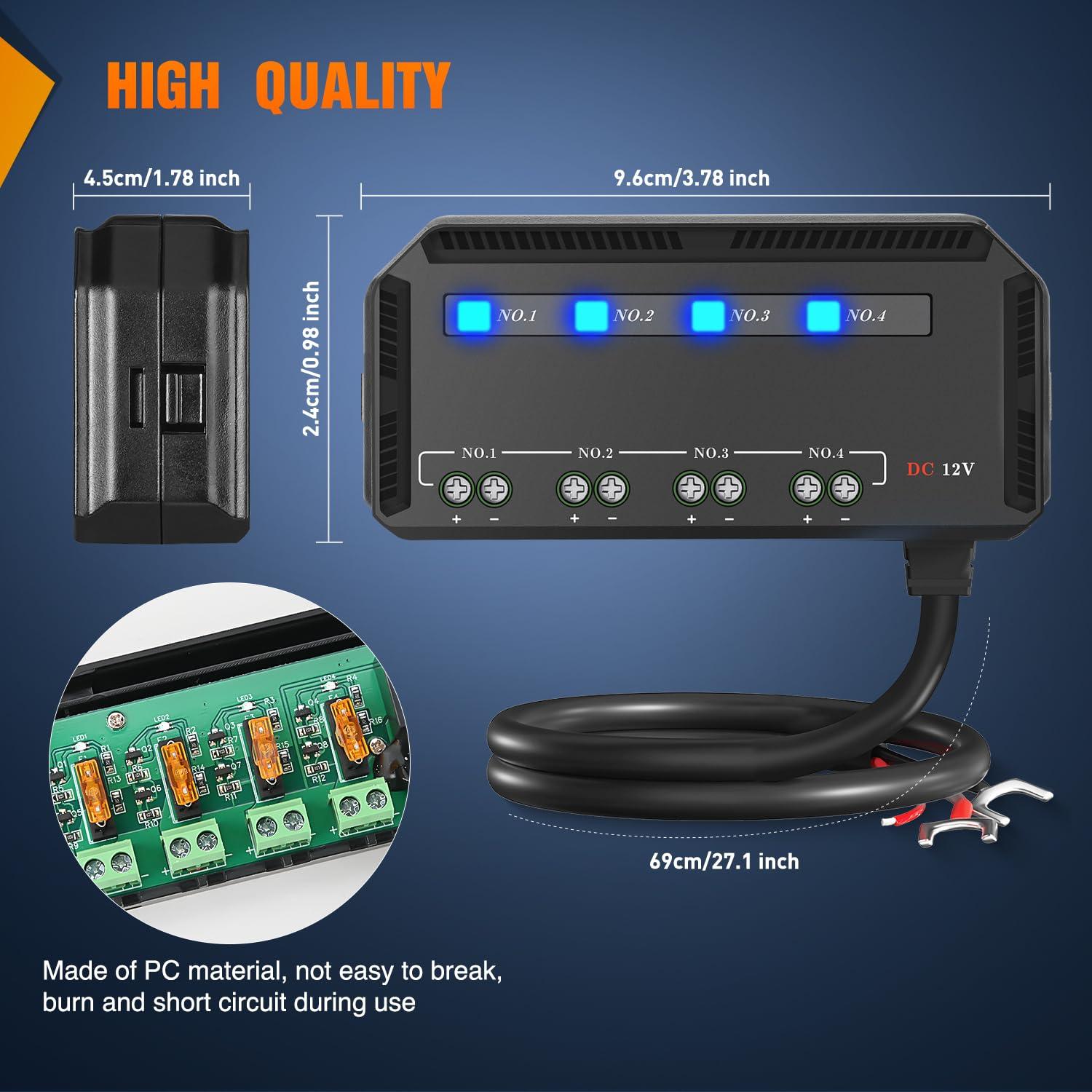 imageNilight 12V Motorcycle Fuse Box 20A Low Profile Terminal Block Holder wLED Indicator 4 Circuits Protection Battery Relay for Cars Motorcycles ATV UTV 12 Volt VehiclesMotorcycle Fuse Box