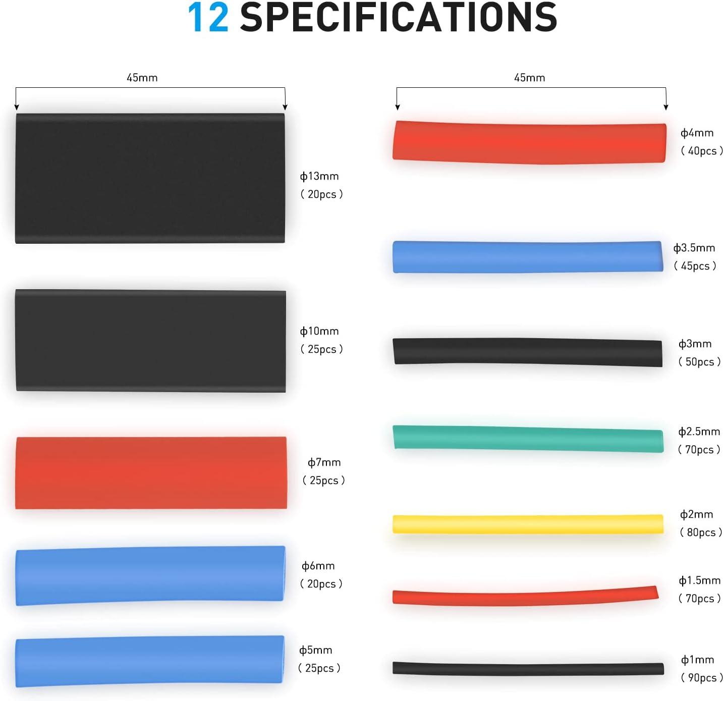 imageNilight 130 Pcs 31 Heat Shrink Tubing Kit Dual Wall Adhesive Sleeve Tube Electrical Wire Cable Wrap Tube Assortment with Storage Case for DIY560Pcs 21 Heat Shrink Tubing