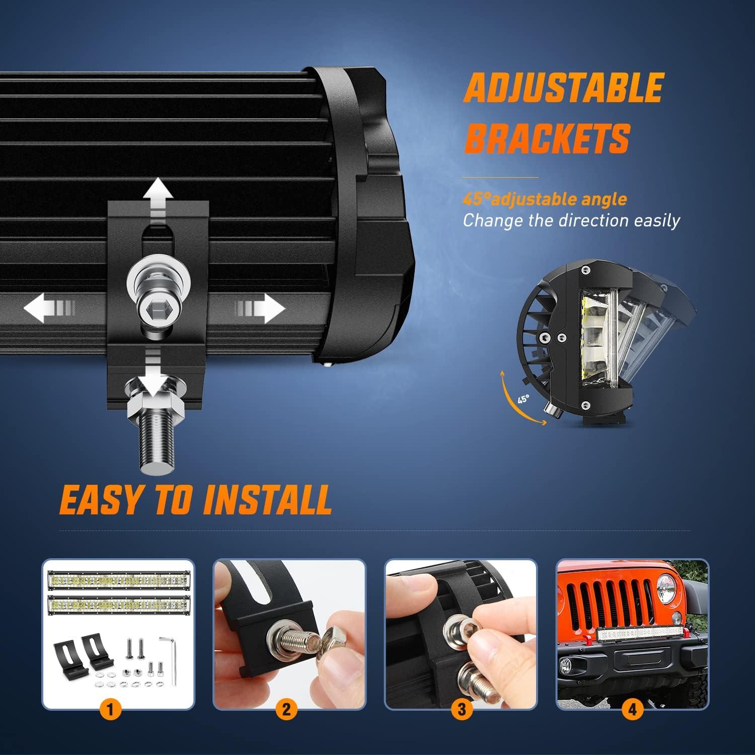 imageNilight 135 Inch Side Shooter LED Light Bar Quadruple Row Spot Flood Combo Lights wWiring Kit for Fog Driving Work Lighting on Truck SUV ATV UTV Pickup Van Boat Tractor135Inch Side Shooter Light  Wiring harness