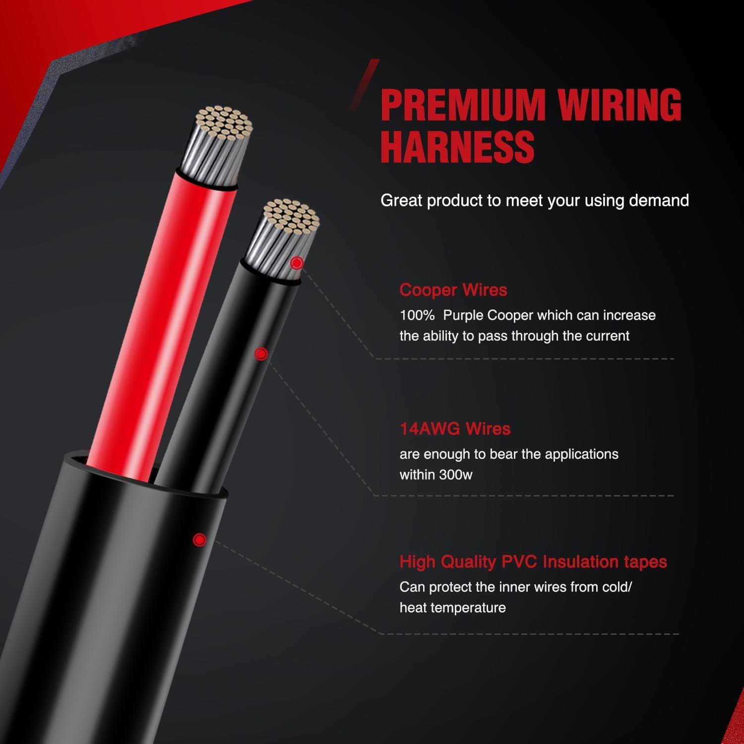 imageNilight 14AWG Wiring Harness Kit  1 Lead Heavy Duty 12V OnOff Switch Power 40 Amp Relay Blade Fuse for Off Road LED Work Light Bar White