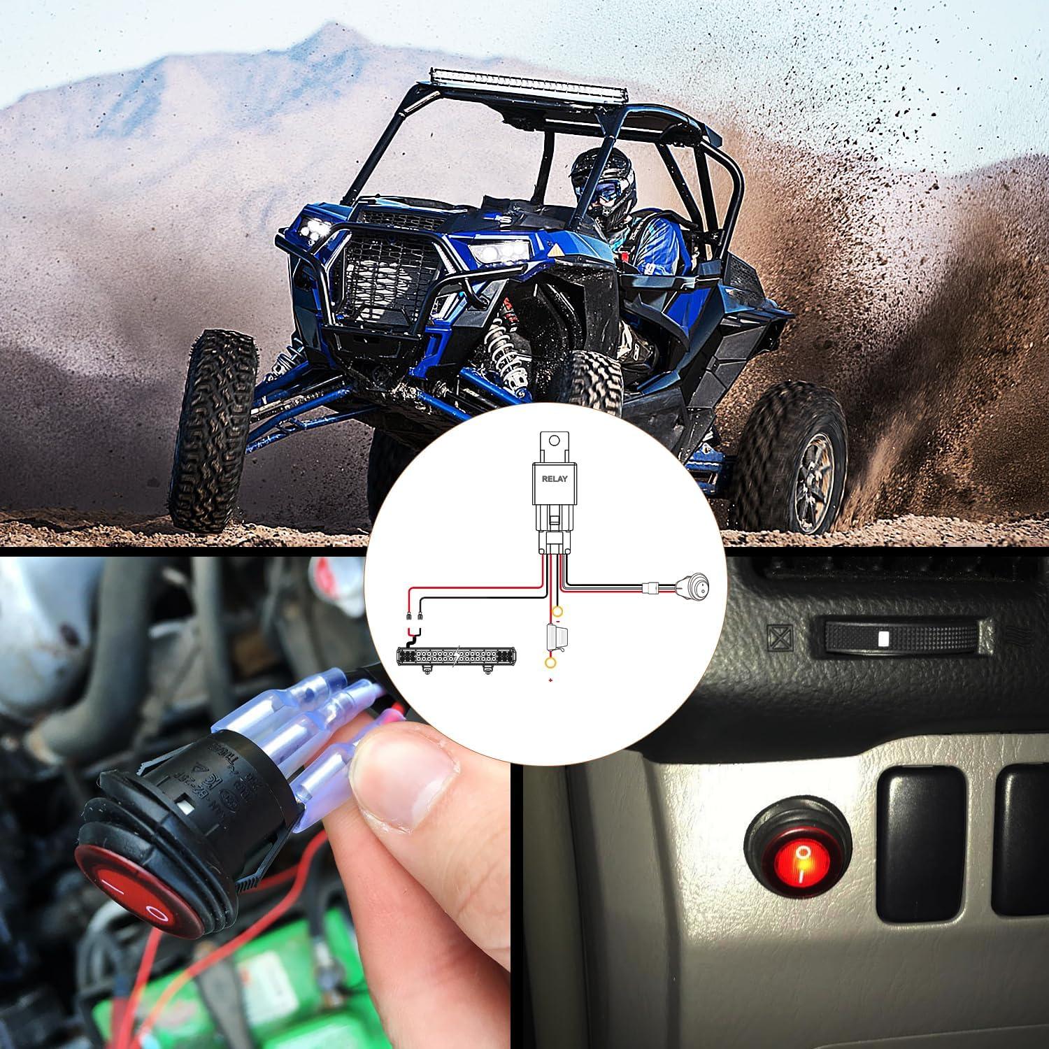 imageNilight 14AWG Wiring Harness Kit  1 Lead Heavy Duty 12V OnOff Switch Power 40 Amp Relay Blade Fuse for Off Road LED Work Light Bar White