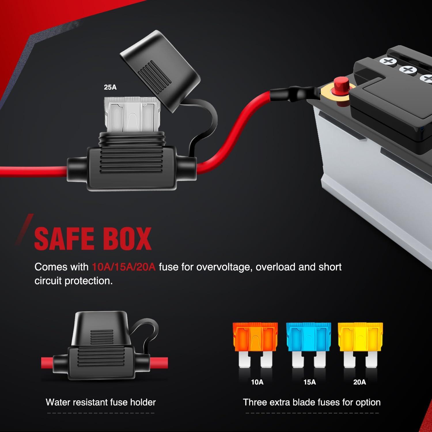 imageNilight 14AWG Wiring Harness Kit  1 Lead Heavy Duty 12V OnOff Switch Power 40 Amp Relay Blade Fuse for Off Road LED Work Light Bar White