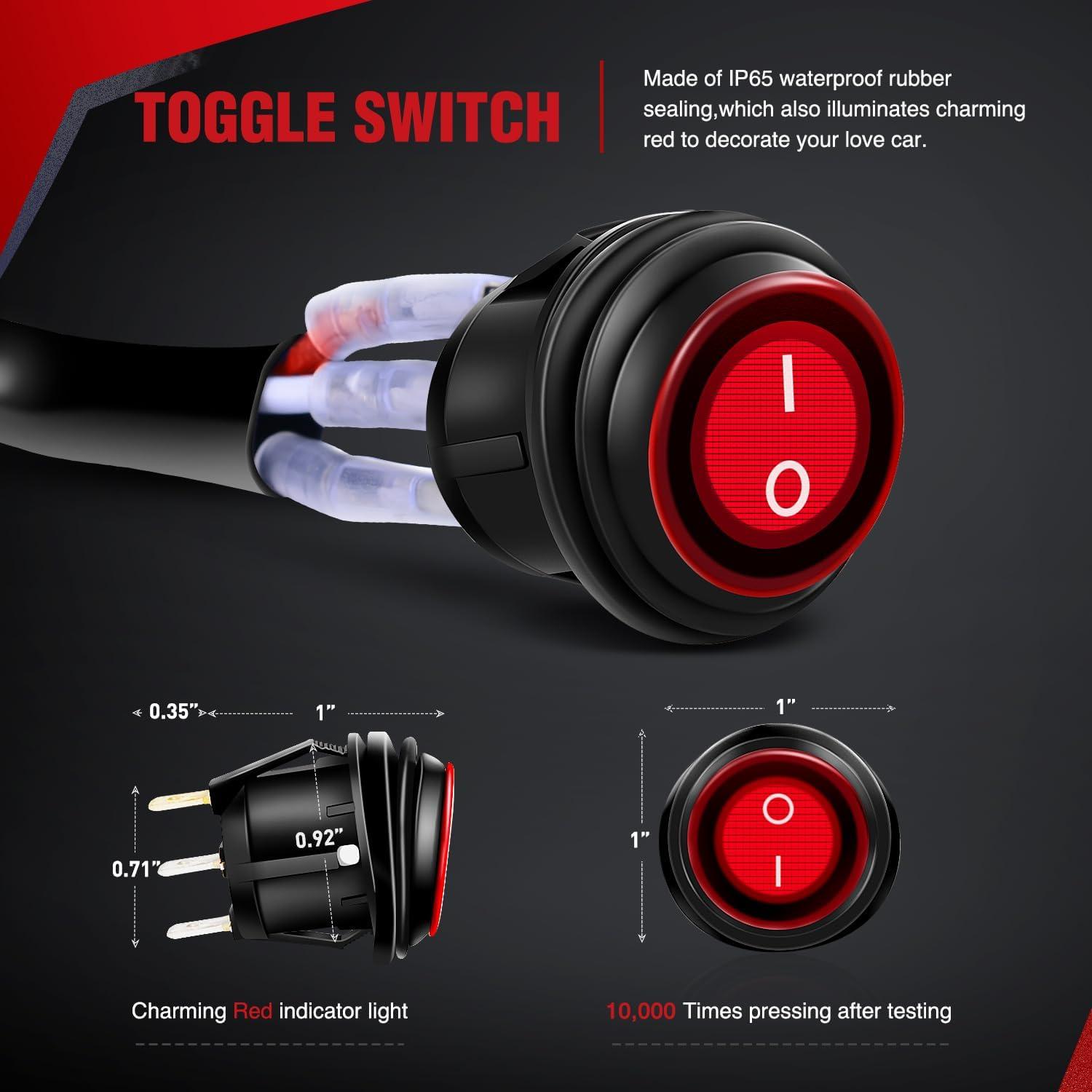 imageNilight 14AWG Wiring Harness Kit  1 Lead Heavy Duty 12V OnOff Switch Power 40 Amp Relay Blade Fuse for Off Road LED Work Light Bar White