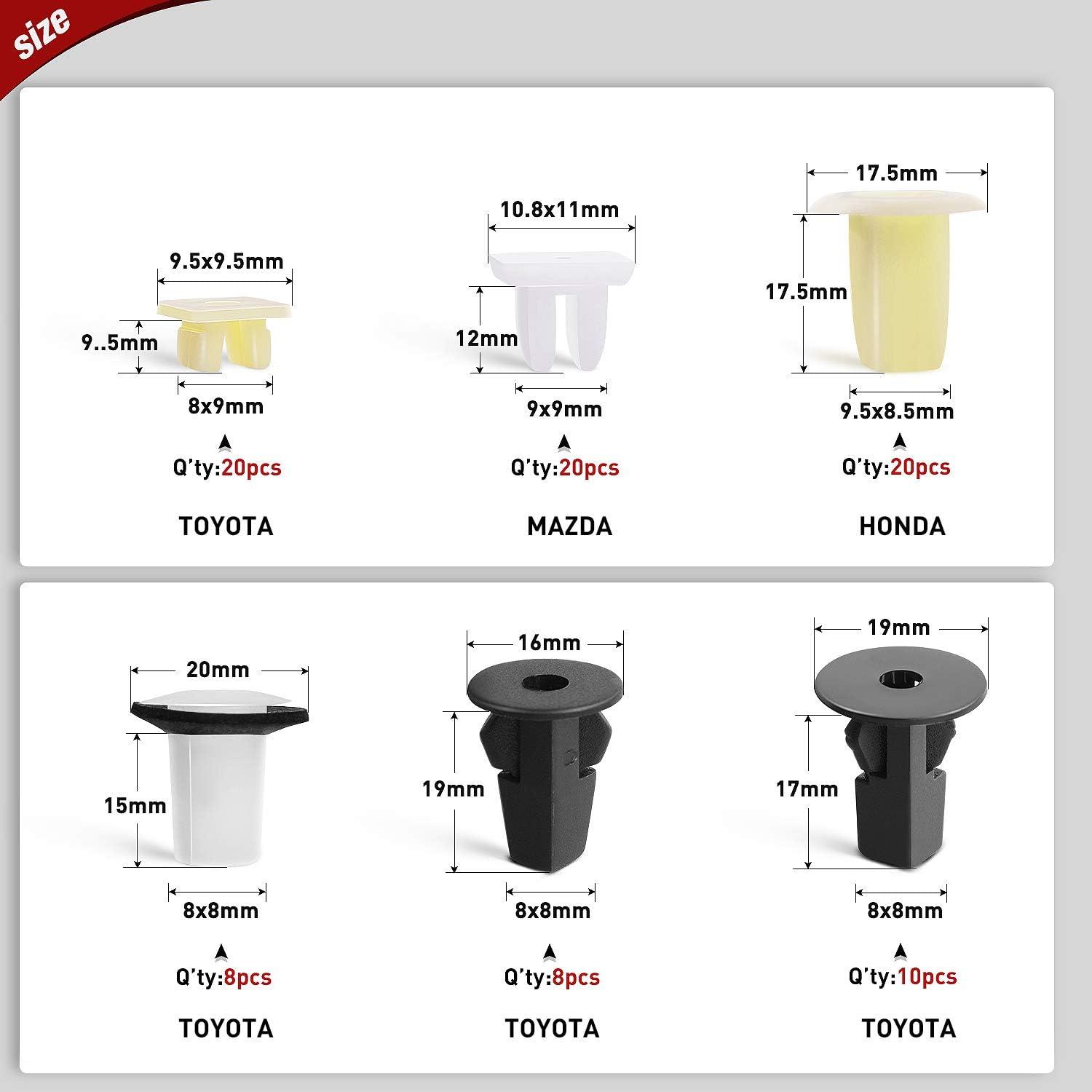imageNilight 166 Pcs Car Retainer Clips ampampScrew Grommets  12 Most Popular Sizes ampamp Applications for GM Toyota Honda Nissan Mazda  with Fastener Remover2 Years Warranty