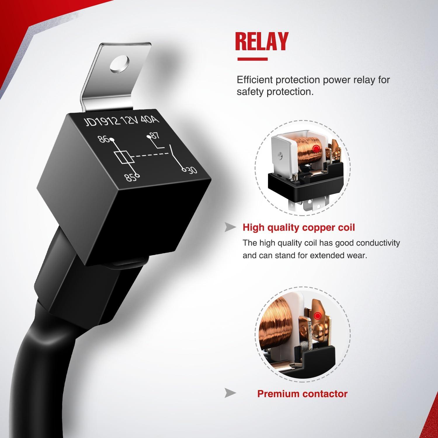 imageNilight 16AWG Heavy Duty Wiring Harness Kit  12V 5PIN Rocker Switch Relay Blade Fuse Socket Connector  Compatible with 9005 9006 9140 9145 HB3 H10 Fog Light BulbsH11 Fog Light Wiring Harness