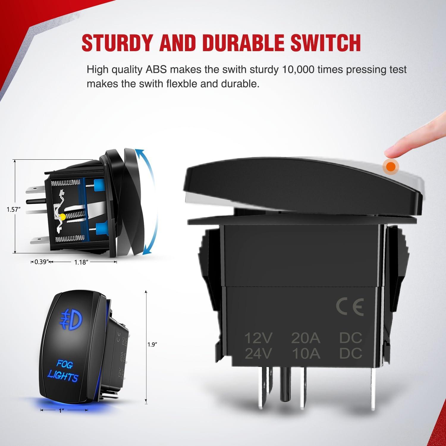 imageNilight 16AWG Heavy Duty Wiring Harness Kit  12V 5PIN Rocker Switch Relay Blade Fuse Socket Connector  Compatible with 9005 9006 9140 9145 HB3 H10 Fog Light Bulbs9005 Fog Light Wiring Harness