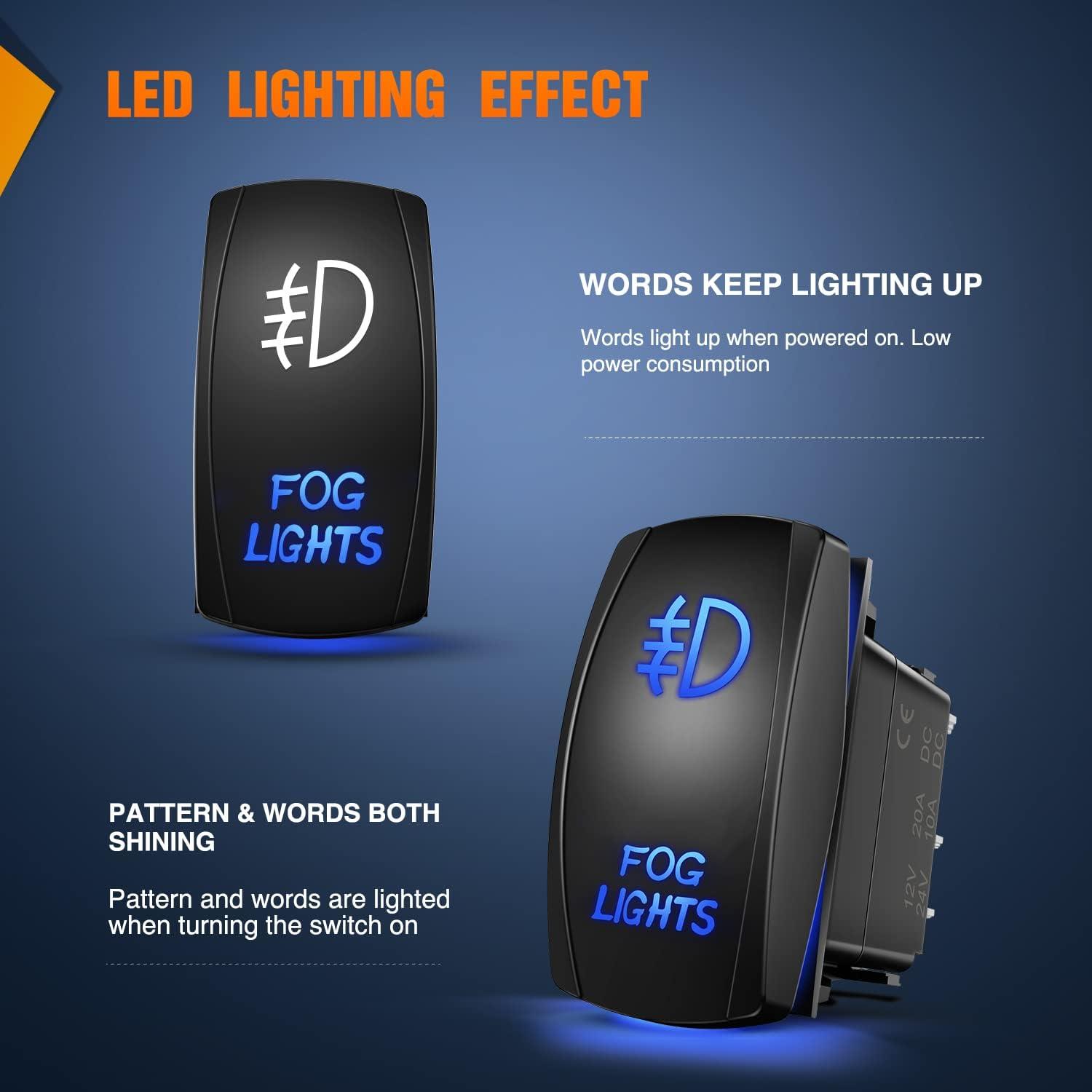 imageNilight 16AWG Heavy Duty Wiring Harness Kit  12V 5PIN Rocker Switch Relay Blade Fuse Socket Connector  Compatible with 9005 9006 9140 9145 HB3 H10 Fog Light BulbsFog light Switch