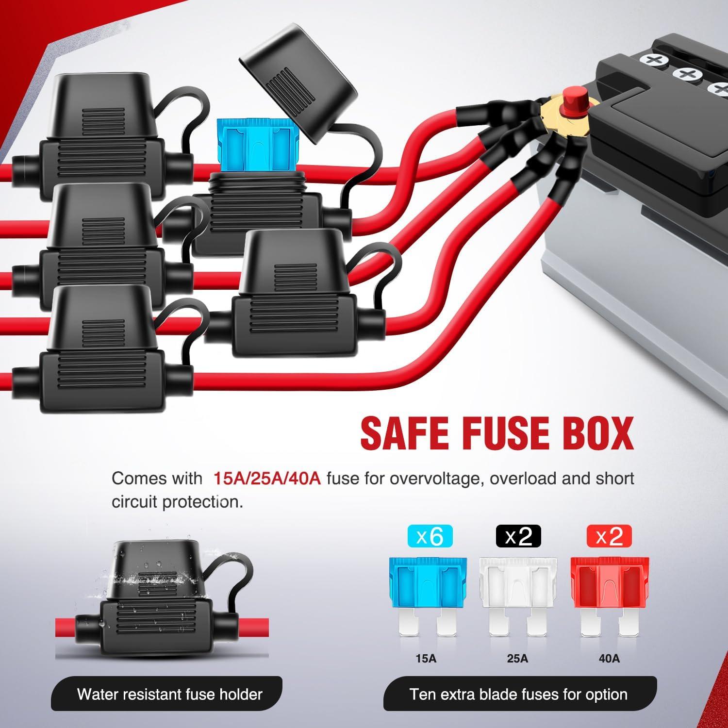 imageNilight 16AWG LED Light Bar Wiring Harness Kit 12V OnOff 3 Gang LED Pod Lights Rocker Switch Panel Power Relay Fuse 5Pin Toggle for Cars Boat ATV Trucks6 Leads5Gang Rocker Switch 16AWG Wiring Harness