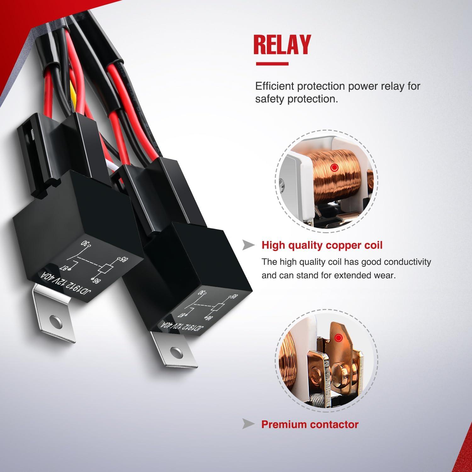 imageNilight 16AWG LED Light Bar Wiring Harness Kit 12V OnOff 3 Gang LED Pod Lights Rocker Switch Panel Power Relay Fuse 5Pin Toggle for Cars Boat ATV Trucks6 Leads2Gang Rocker Switch 16AWG Wiring Harness