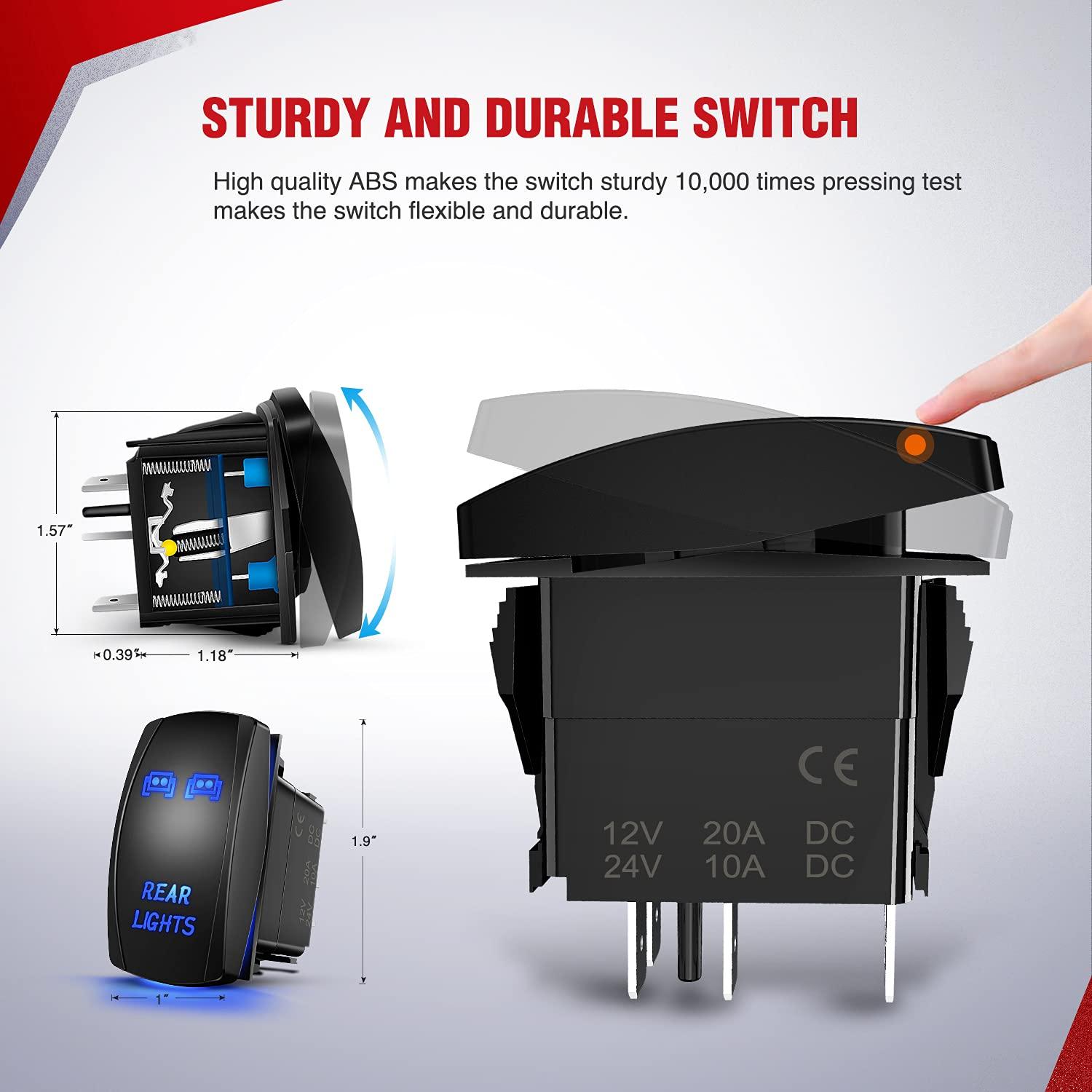 imageNilight 16AWG LED POD Lights Wiring Harness Kit LED Light Bar 12V 5Pin Rocker Switch Laser On Off Waterproof Toggle Switch Power Relay Blade Fuse2 Leads 2 Years Warranty BlackRear Lights Wiring2 Leads