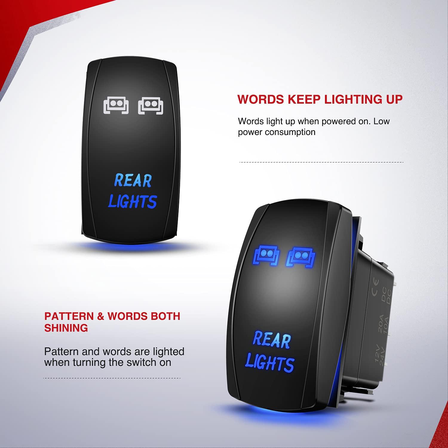 imageNilight 16AWG LED POD Lights Wiring Harness Kit LED Light Bar 12V 5Pin Rocker Switch Laser On Off Waterproof Toggle Switch Power Relay Blade Fuse2 Leads 2 Years Warranty BlackRear Lights Wiring2 Leads