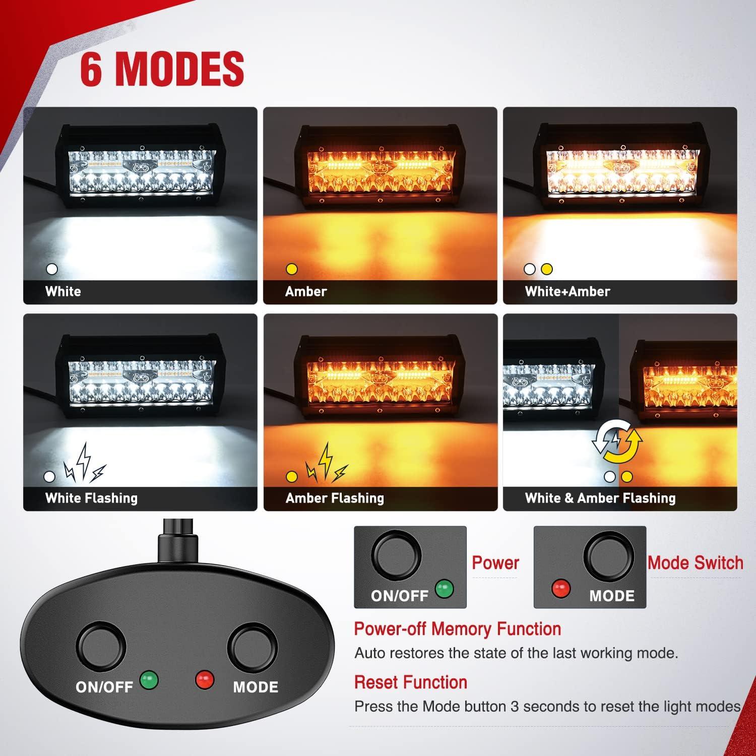 imageNilight 16AWG Wiring Harness Kit 1 Lead Specially Customized for 6 Modes Amber White Strobe Light Bar Off Road LED Work Light 12V On Off Switch Remember Function Reset Function1 LeadWiring Harness
