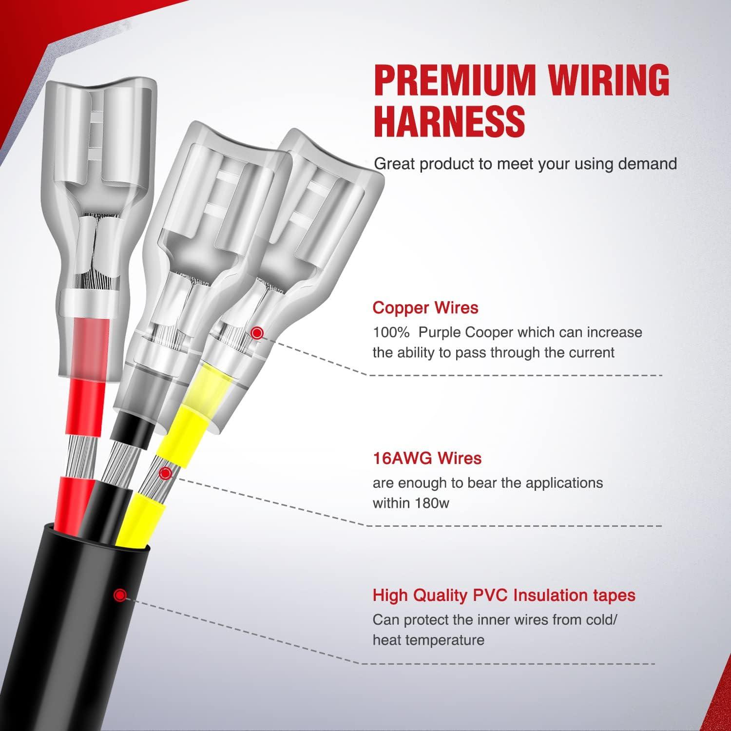 imageNilight 16AWG Wiring Harness Kit 1 Lead Specially Customized for 6 Modes Amber White Strobe Light Bar Off Road LED Work Light 12V On Off Switch Remember Function Reset Function1 LeadWiring Harness