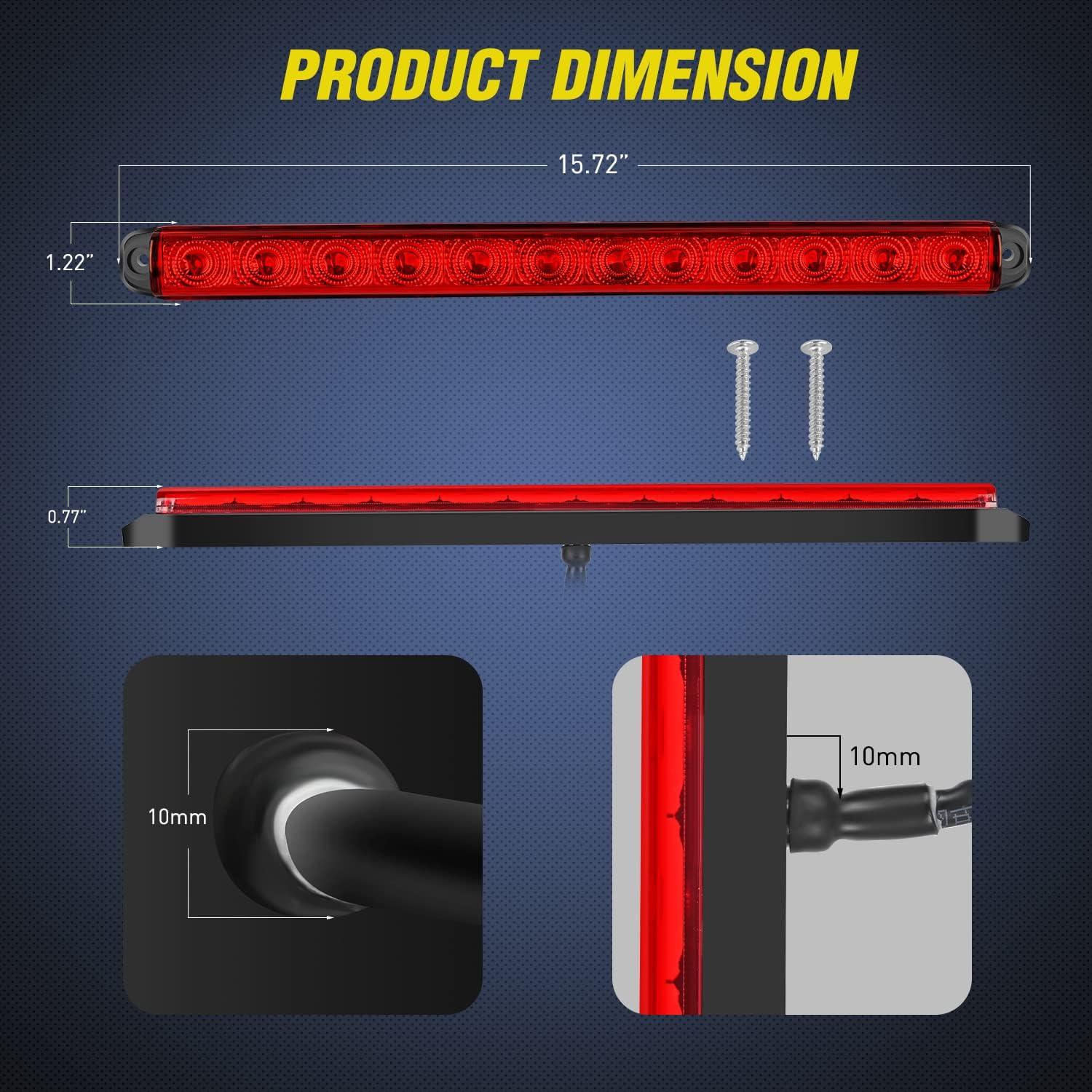 imageNilight 16Inch Trailer Marker ID Bar 2PCS 11 LED Amber Turn Signals Tail Light DOT Compliant IP65 Waterproof for Truck Trailers Cargo Carriers1Pc 16 12LED Running Brake Turn
