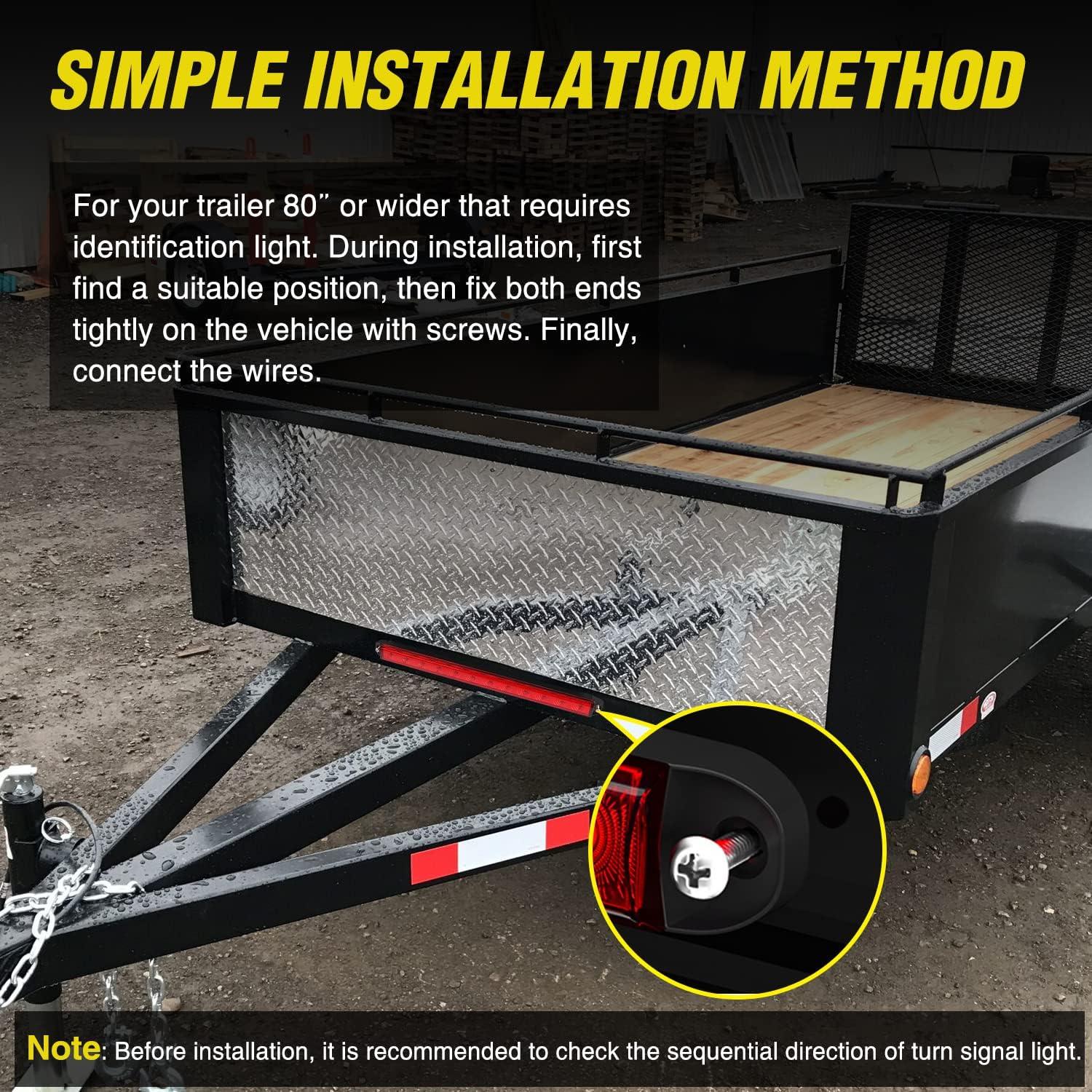 imageNilight 16Inch Trailer Marker ID Bar 2PCS 11 LED Amber Turn Signals Tail Light DOT Compliant IP65 Waterproof for Truck Trailers Cargo Carriers1Pc 16 12LED Running Brake Turn