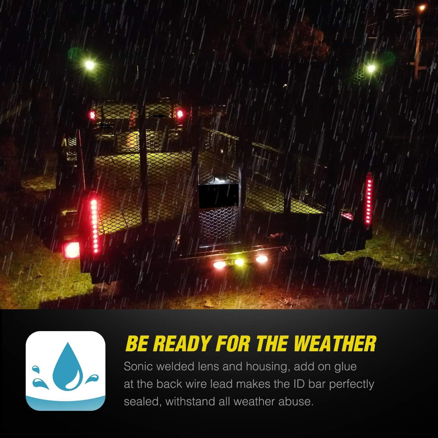 imageNilight 16Inch Trailer Marker ID Bar 2PCS 11 LED Amber Turn Signals Tail Light DOT Compliant IP65 Waterproof for Truck Trailers Cargo Carriers2Pcs 16 Red 11LED