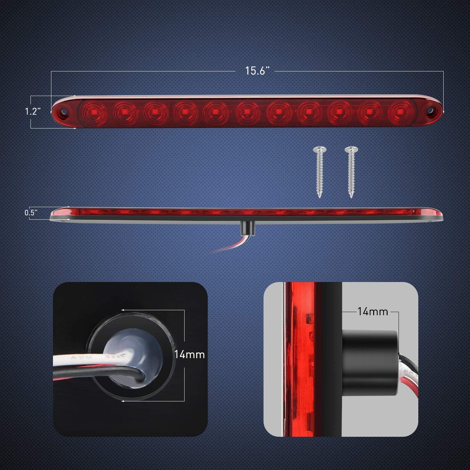 imageNilight 16Inch Trailer Marker ID Bar 2PCS 11 LED Amber Turn Signals Tail Light DOT Compliant IP65 Waterproof for Truck Trailers Cargo Carriers2Pcs 16 Red 11LED
