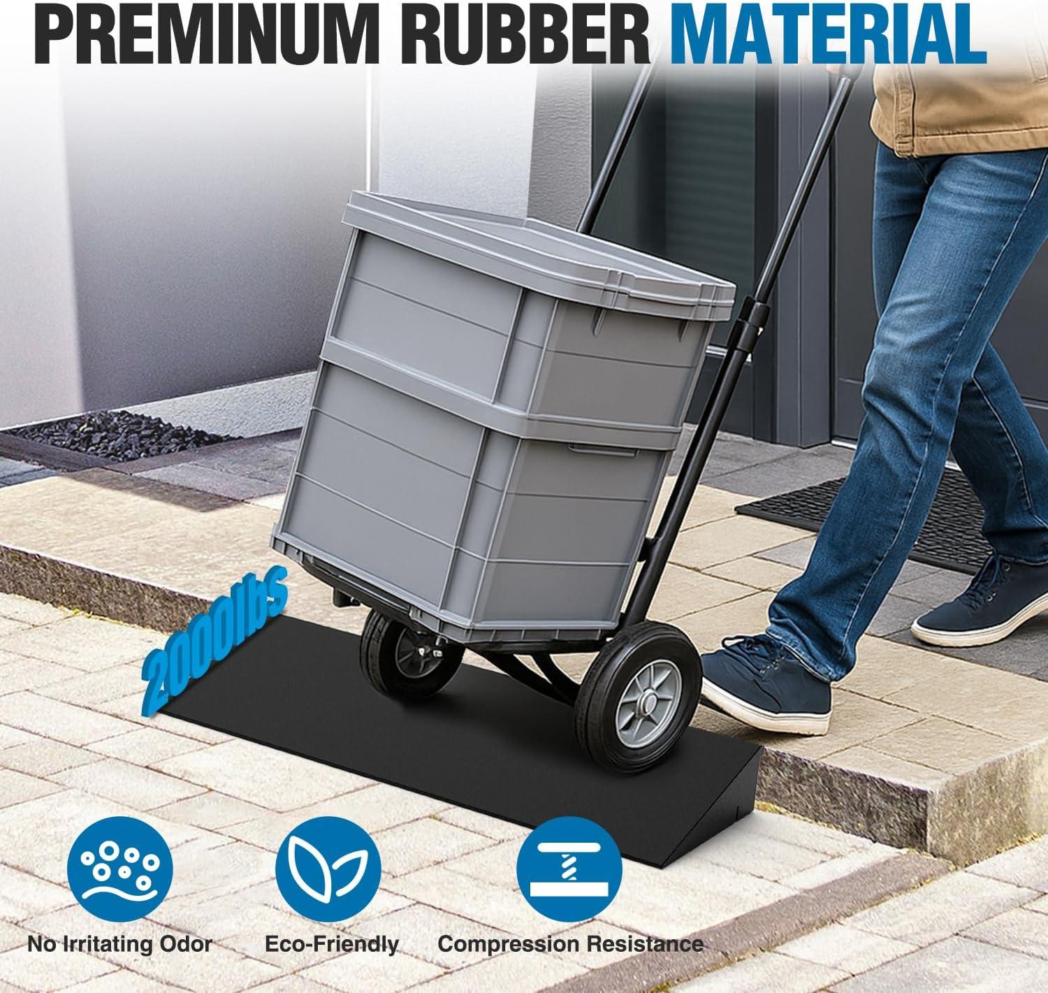 imageNilight 16quot Rise Threshold Ramp for Doorways 197quot Wide Low Profile Rubber Smooth Access Door Ramp for Doorway Curb Home Steps Bathroom16 Rise