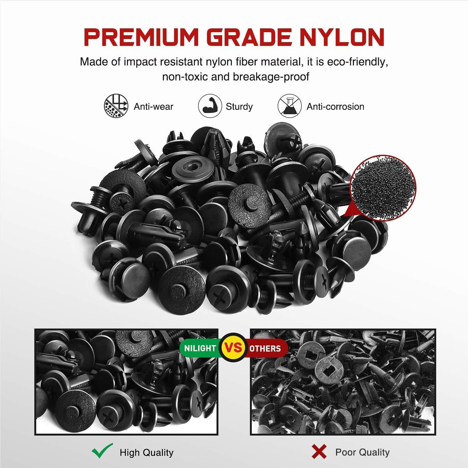 imageNilight 190 Pcs Car Retainer Clips Fastener Remover 18 Most Popular Sizes Applications Auto Push Pin Rivets Set Door Trim Panel Clips for Toyota Honda Nissan Mazda2 Years Warranty190PCS Retainer Clips  Fastener Remover