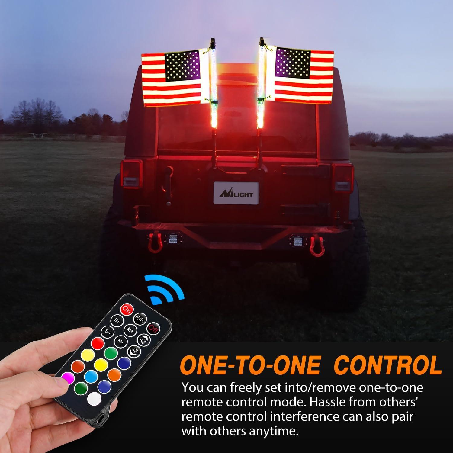 imageNilight 1PC 3FT Spiral RGB Led Whip Light wRGB ChasingDancing Lights RF Remote Control Lighted Antenna Whips for Canam ATV UTV RZR Polaris Dune Buggy 4 Wheeler Offroad Jeep TruckRGB