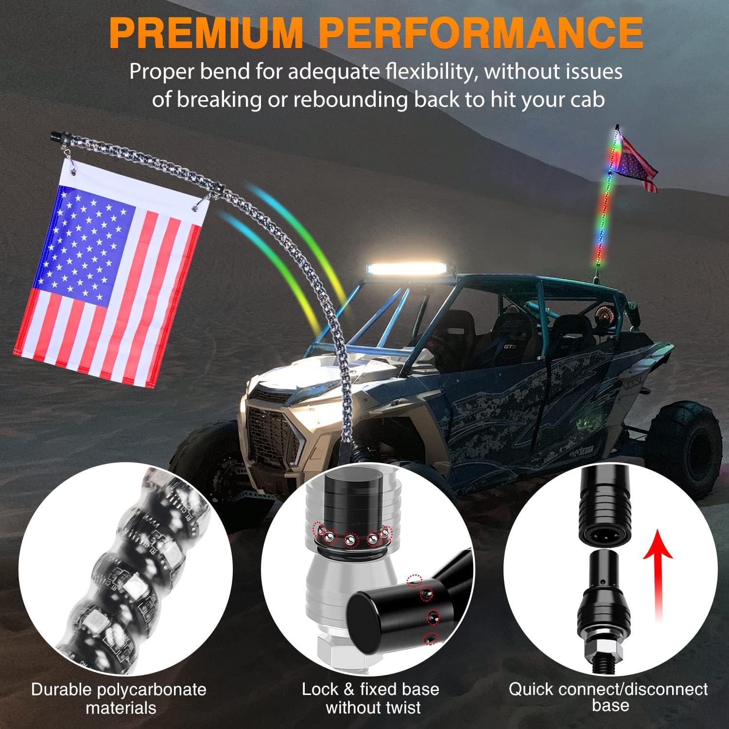 imageNilight 1PC 3FT Spiral RGB Led Whip Light wRGB ChasingDancing Lights RF Remote Control Lighted Antenna Whips for Canam ATV UTV RZR Polaris Dune Buggy 4 Wheeler Offroad Jeep TruckRGB